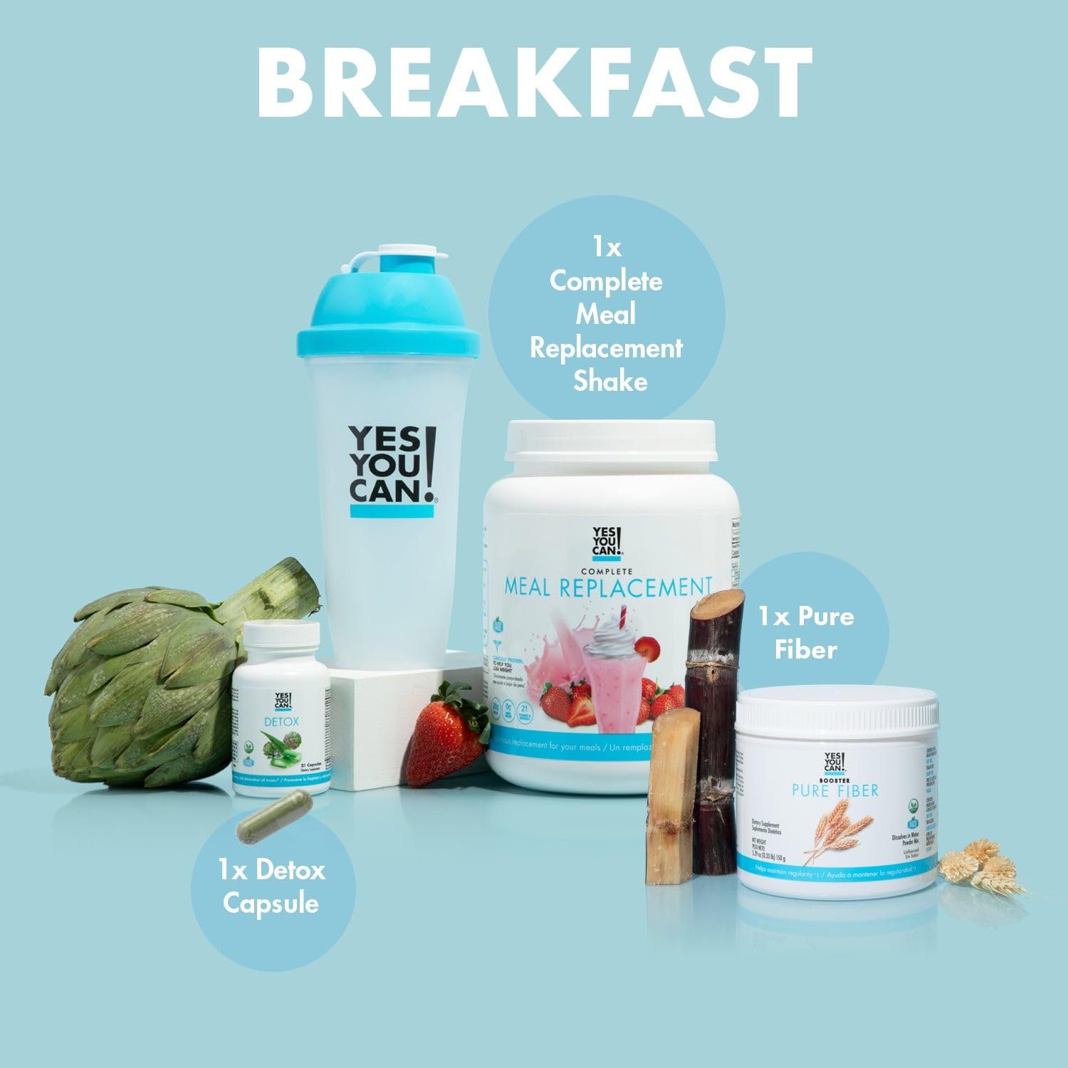 Yes You Can! Detox Plus Kit - Daily Cleanse Pure Fiber Meal Replacement Drink Mix, Shake Booster & Supplement for Women | Body Cleanse Kit in Dulce de Leche & Aloe Vera Peach Lemonade Flavors | Perfect for Weight Management & Digestive Health