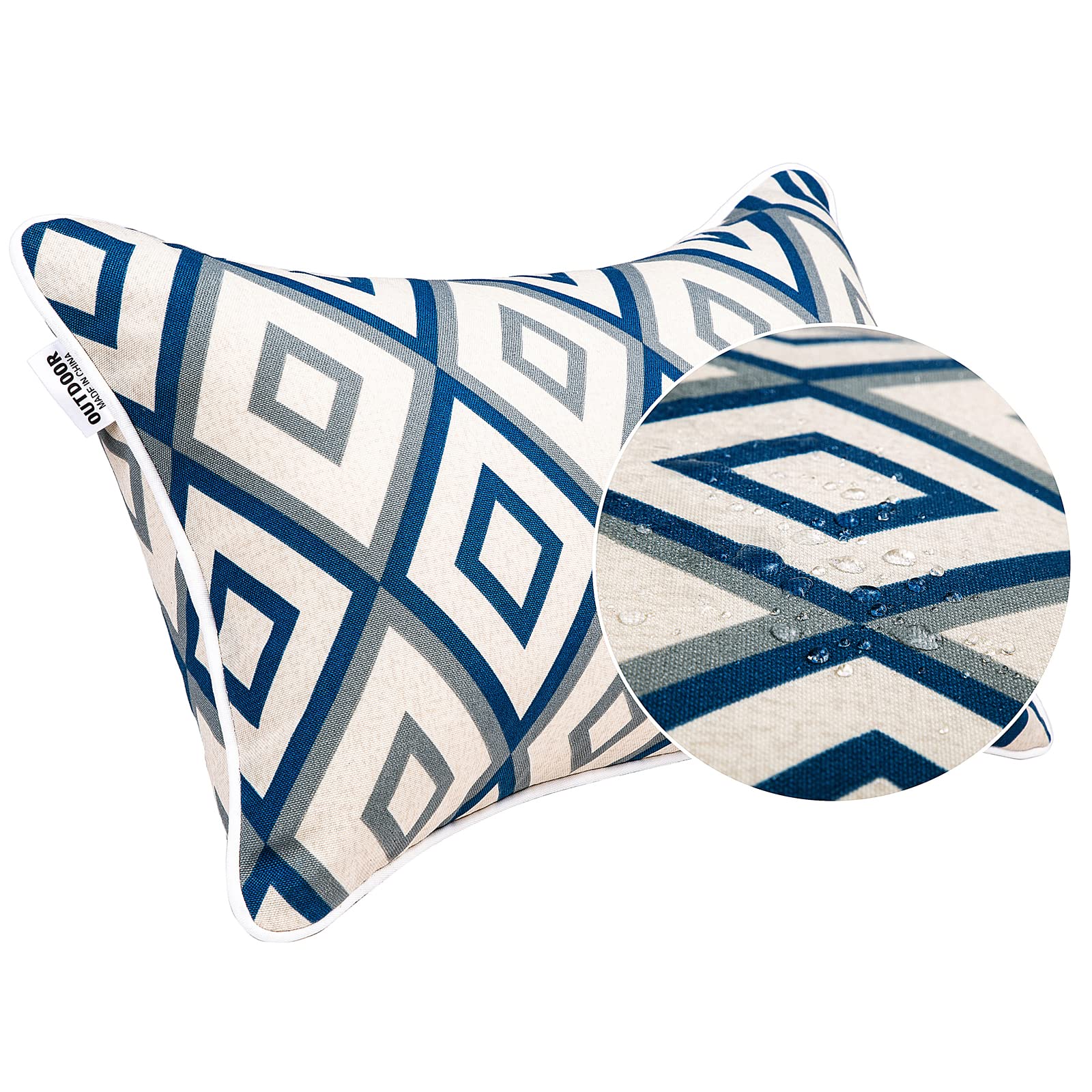 JMGBird Waterproof Outdoor Pillows Set of 2 - 12×20 Inch Lumbar Cushions with Inserts for Patio Furniture, Garden Chairs, Poolside Lounging & Backyard Decor