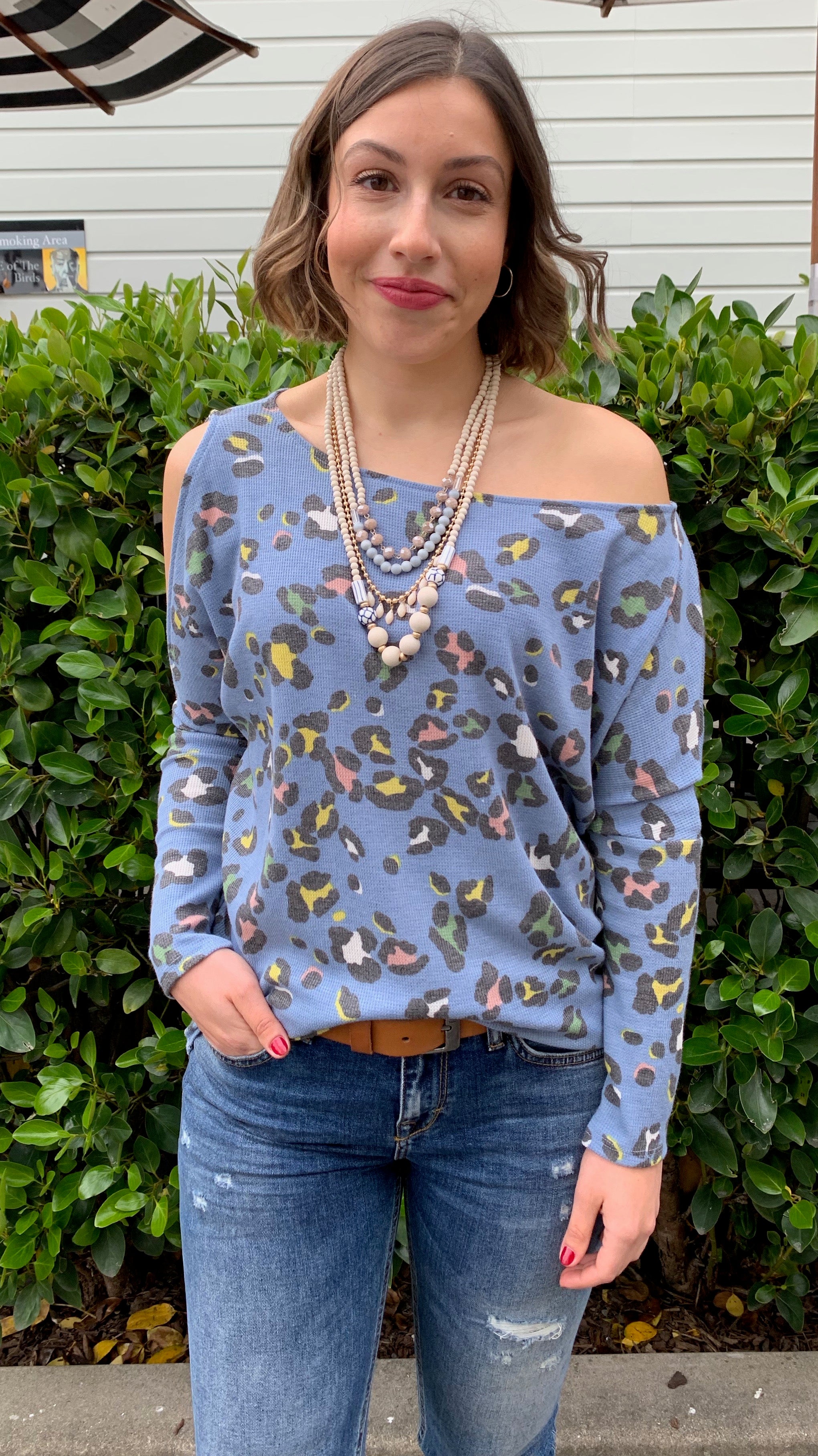 Freya Women's Open Shoulder Tops - Trendy Blue Off Shoulder Blouse for Casual Outings & Summer Vacations