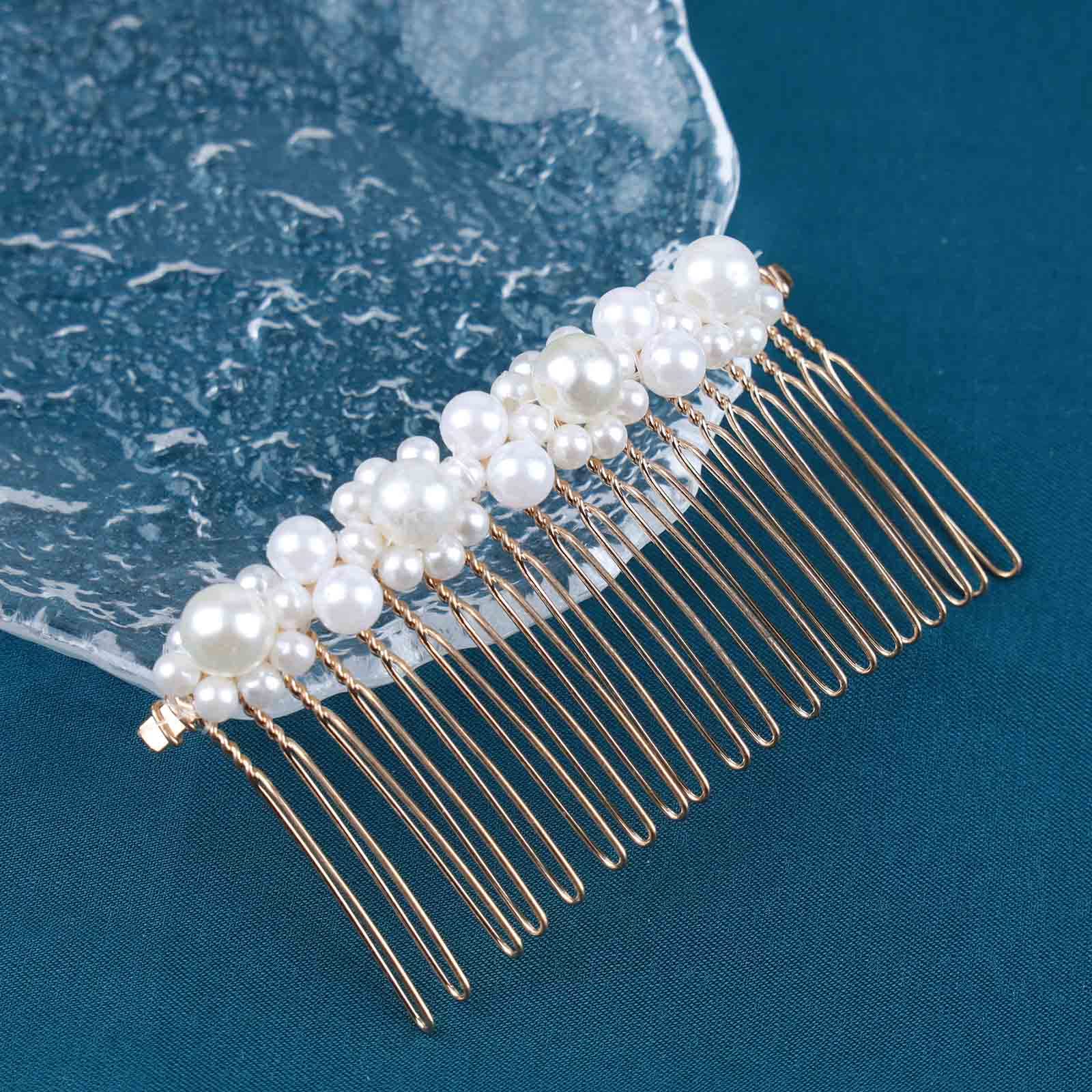 Vintage French Pearl Bridal Hair Comb - Elegant Side Hairpiece for Women & Girls | Wedding, Prom, Bridal Shower, and Special Occasion Accessory