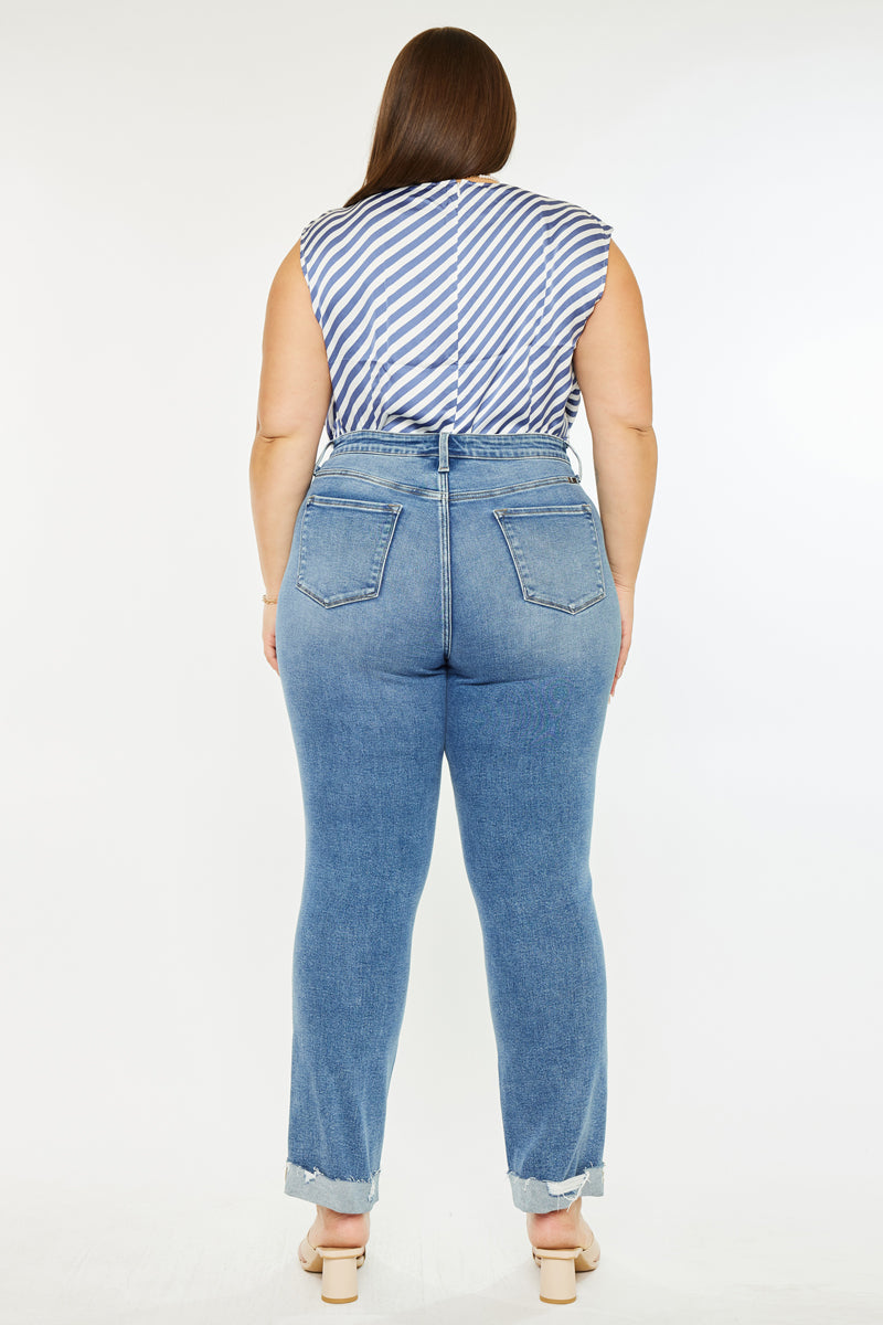 Irina Essentials High Rise Slim Straight Leg Jeans for Women - Plus Size Denim Pants, Comfortable & Stretchy, Perfect for Casual Wear, Office, and Everyday Outfits