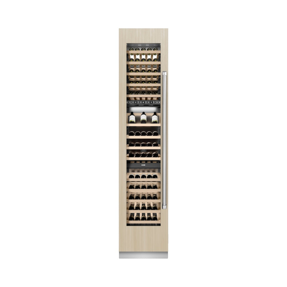 ZLINE 18 Inch 9.0 Cubic Feet Triple Zone 68 Bottle Panel Ready Left Hinge Column Wine Cooler (RBCWVL 18) - Perfect for Home Bars, Restaurants, and Wine Cellars
