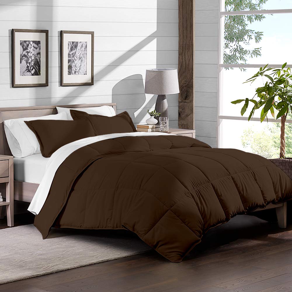 Ivy Union Twin Extra Long Down Alternative Comforter Set - Soft Chocolate Brown Bedding for Dorm, Guest Room & Apartment - Hypoallergenic & Machine Washable