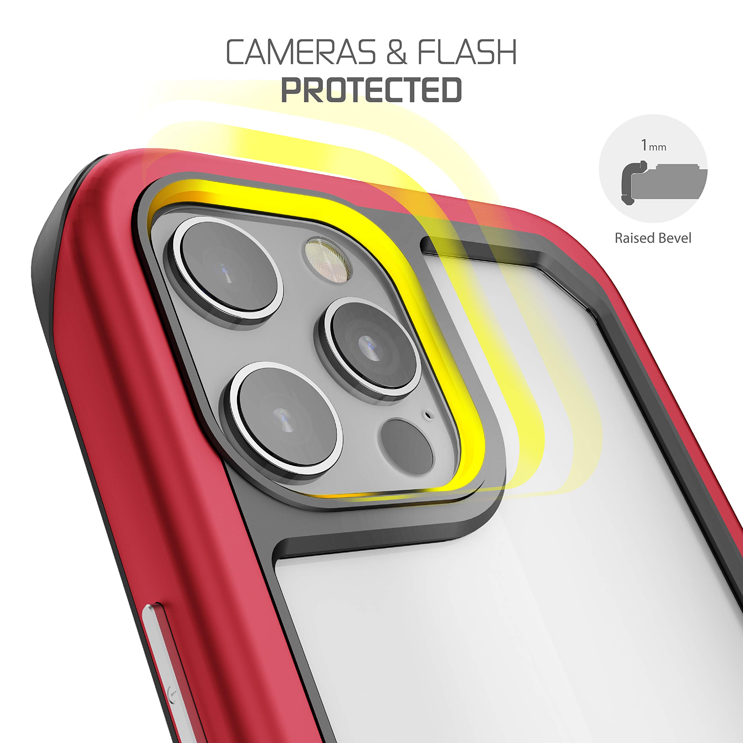 Ghostek Atomic Slim iPhone 12 Pro Max Case (6.7 Inch) - Military Grade Aluminum Alloy Protective Cover with Metal Bumper | Shockproof & Lightweight Design | Perfect for Outdoor Adventures, Work & Daily Use (Red)