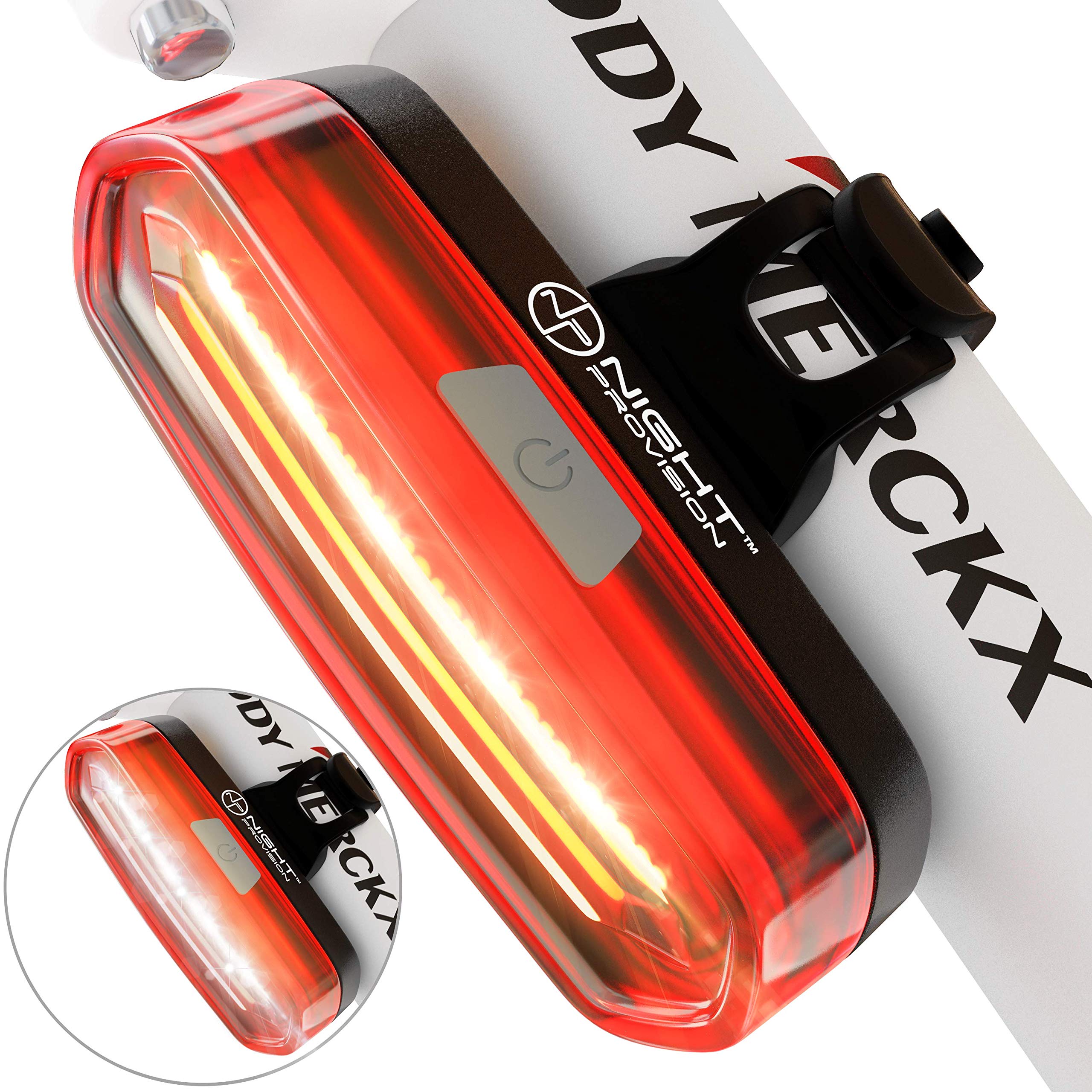 DUO-120 USB Rechargeable Bike Tail Light - High Visibility COB LED Strobe Light for Bicycles (Red/White & Red/Blue) | Perfect for Night Cycling, Commuting & Road Safety