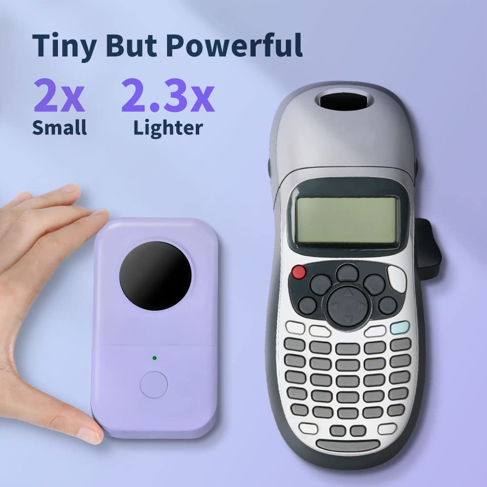 **Purple D30 Bluetooth Label Maker Machine with 4 Color Tapes (Black on Pink, Blue, Yellow, White) - Portable Handheld Sticker Printer, Rechargeable & Inkless, BPA-Free - Ideal for Home, Office & School Organization**