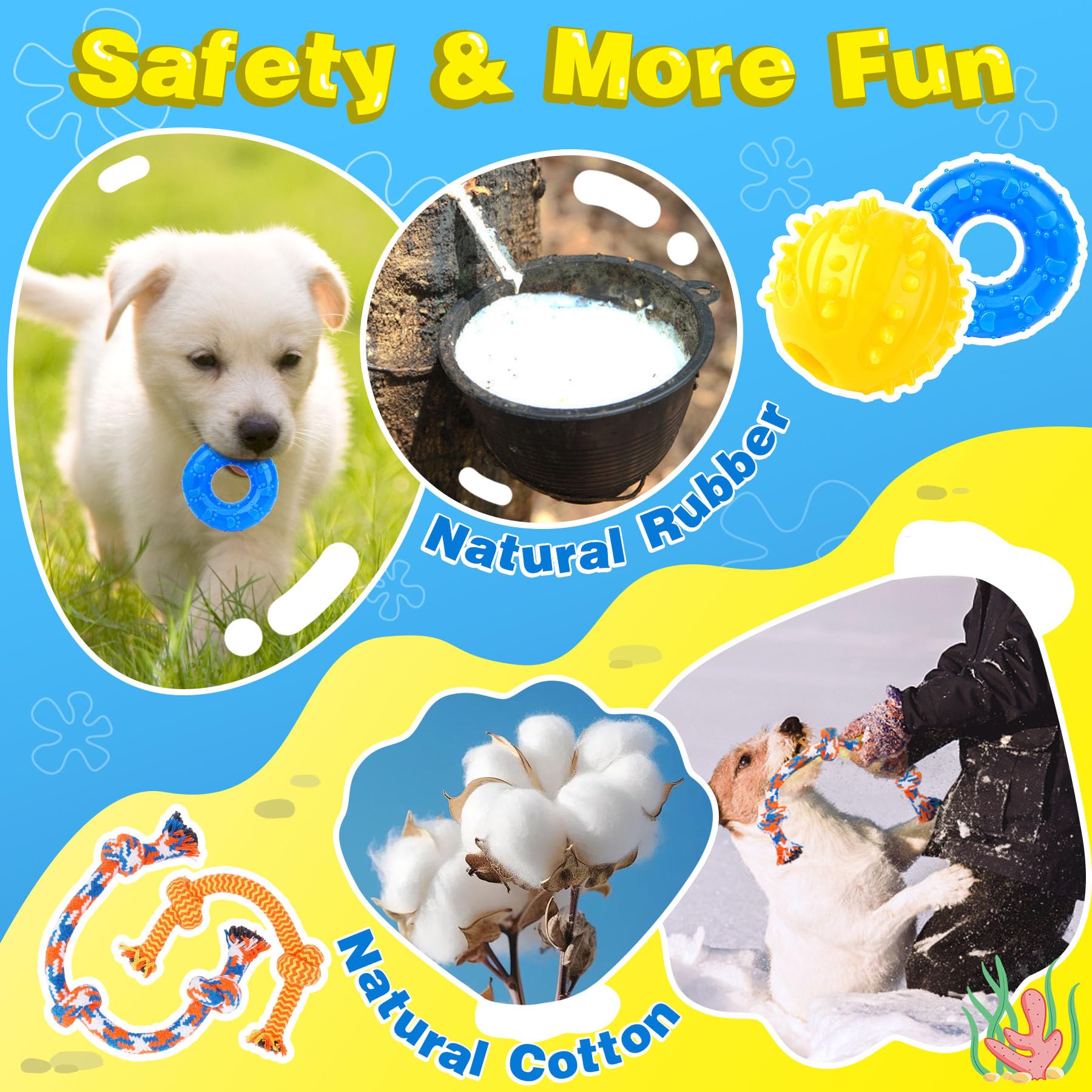 9 Pack Puppy Teething Toys for Small Dogs - Interactive Chew Toys with Rope, Treat Ball & Squeaky Toys - Great for Teething Relief, Training & Playtime - Perfect for Puppy Bonding and Dental Health