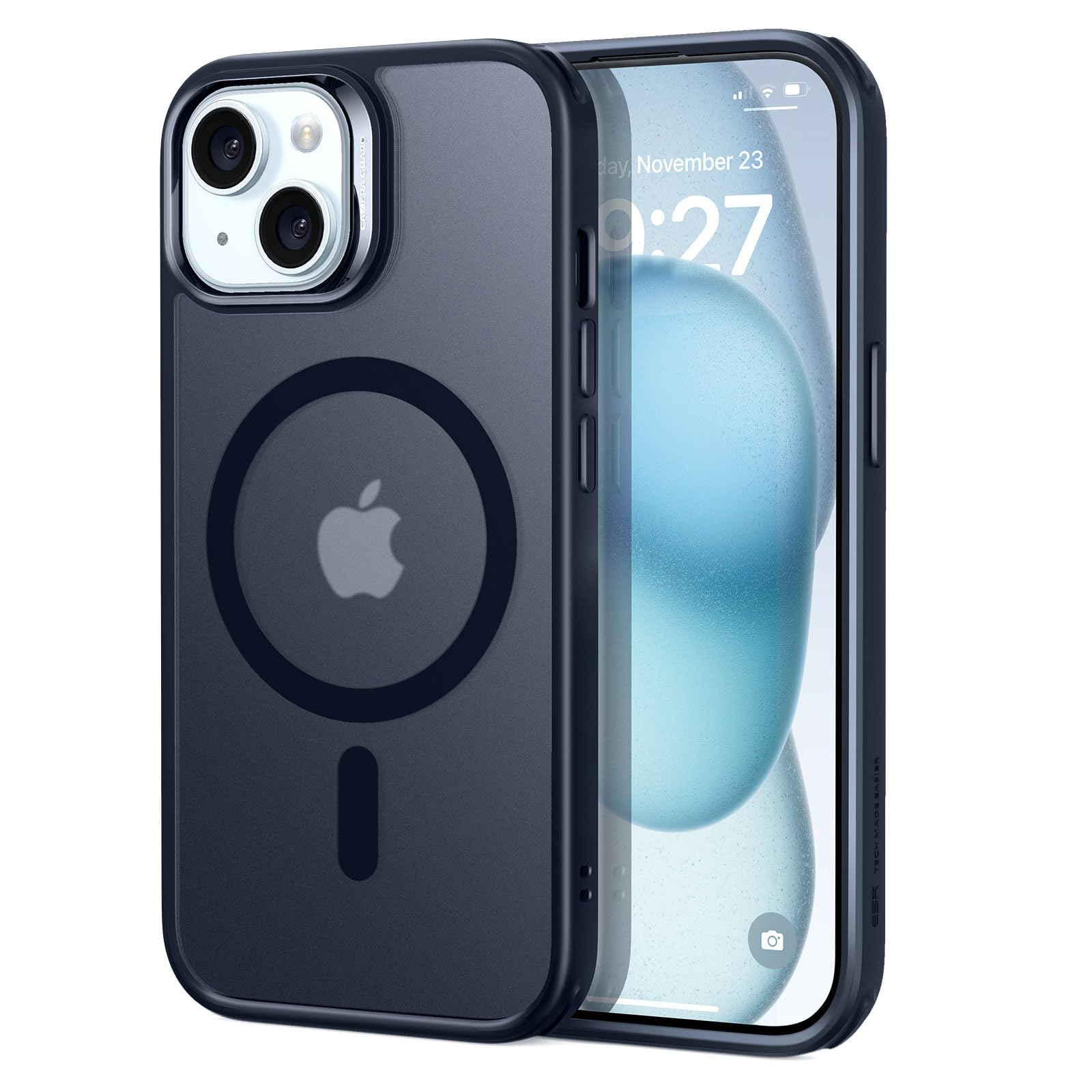 ESR for iPhone 15 Case with MagSafe | Military-Grade Protection & Anti-Yellowing | Scratch-Resistant Back Cover | Magnetic Phone Case for iPhone 15 Classic Series in Frosted Black | Perfect for Daily Use, Travel & Outdoor Activities