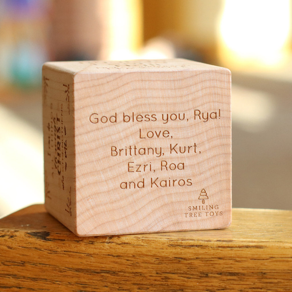 First Communion Keepsake Block - Personalized Religious Gift for Boys & Girls - Wooden Christening Souvenir - Perfect for Baptism, First Holy Communion & Religious Milestones