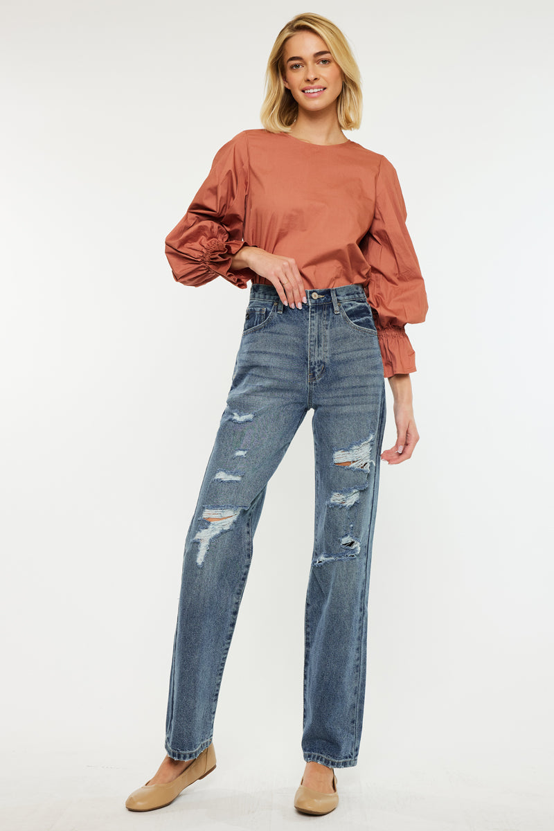 Stephanie Ultra High Rise 90's Boyfriend Jeans for Women - Vintage Distressed Denim Pants with Stretch - Perfect for Casual Outfits & Streetwear Fashion