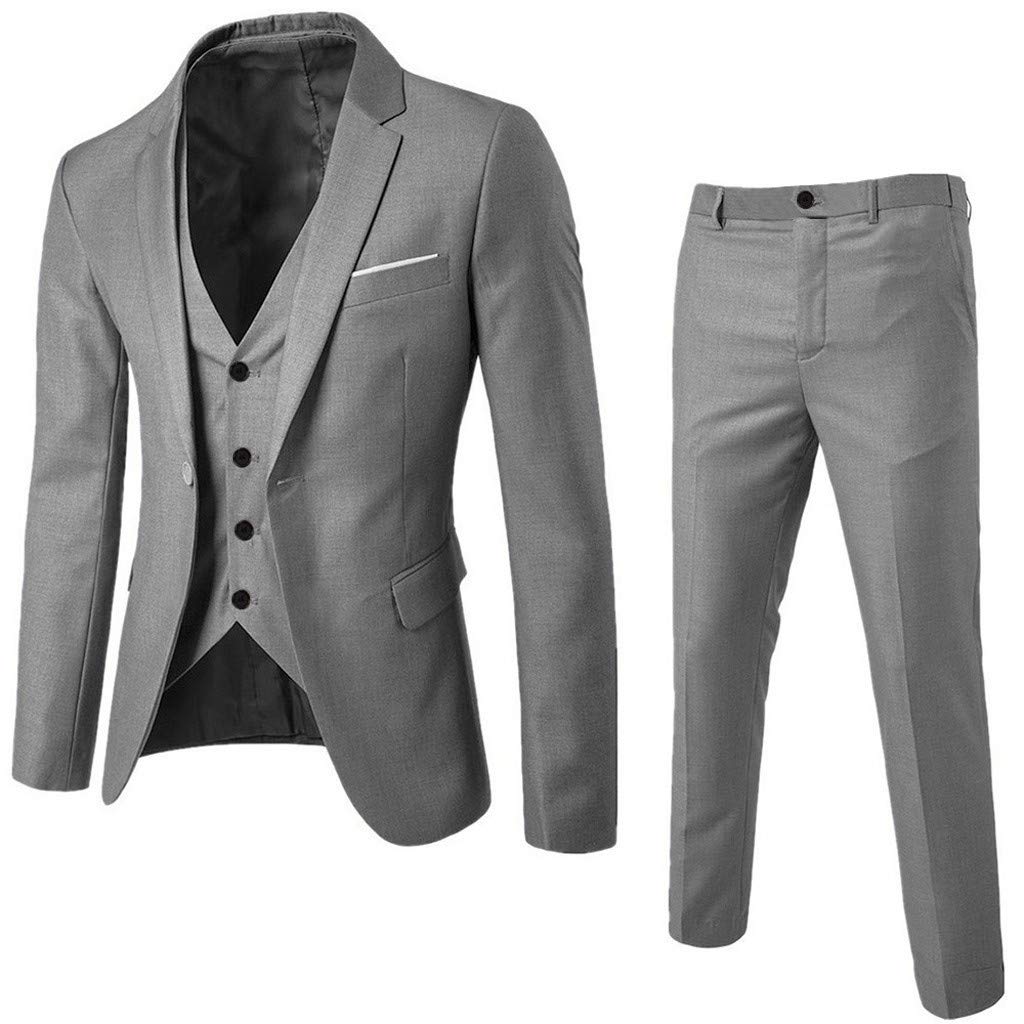 Sumen Clearance! Men's Slim Fit 3-Piece Suit Set - Blazer, Vest & Pants for Wedding, Party & Business Occasions | Formal Attire for Groomsmen & Professionals