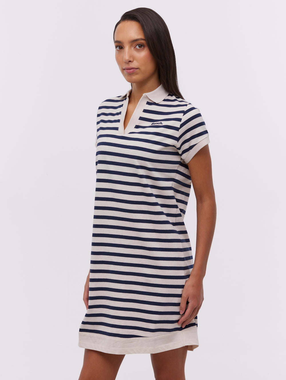 Orenda Women's Stripe Polo Dress - Casual Summer Short Sleeve Shirt Dress for Golf, Tennis & Outdoor Activities