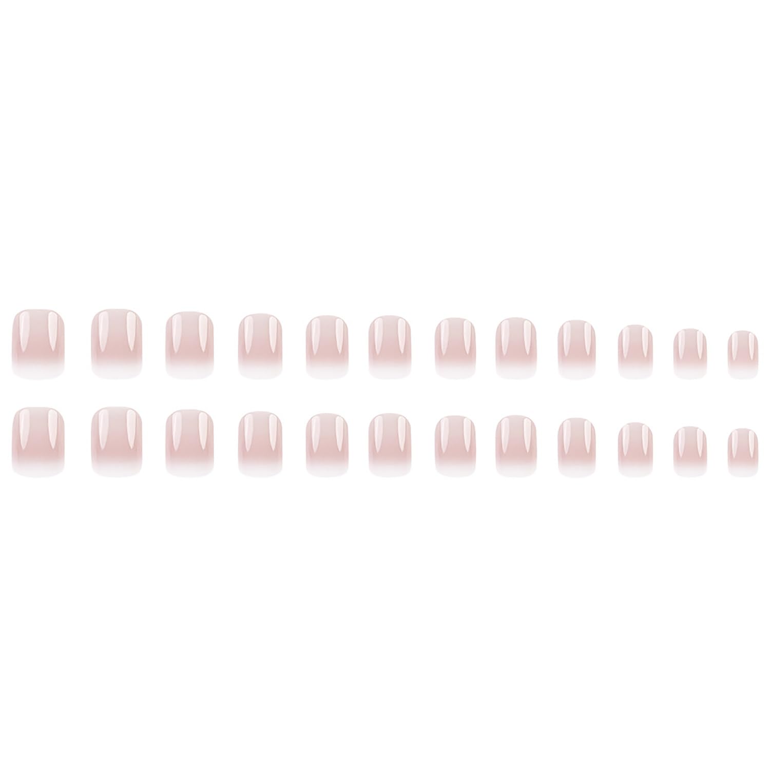 24Pcs Short Press on Nails - Pink Gradient & White French Tip Fake Nails, Square Acrylic Full Cover Stick on Nails, Reusable Manicure Kit for Women & Girls | Perfect for Parties, Weddings, Daily Wear & Nail Art Designs