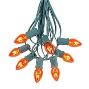 C7 Orange Christmas Lights Set - 25ft Green Wire Indoor/Outdoor Holiday String Lights for Patio, Tree & Home Decoration - Waterproof for Year-Round Use