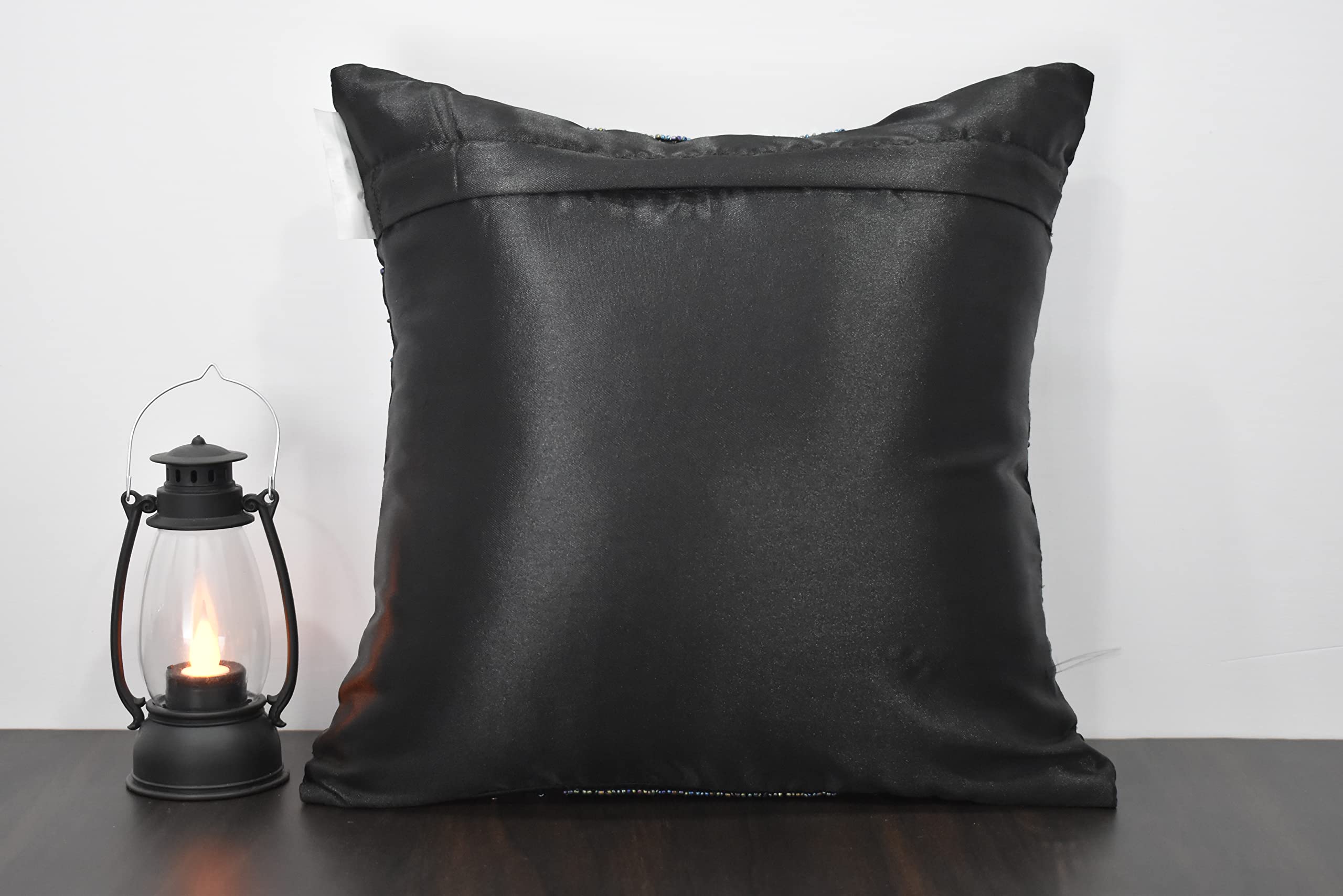 Luxury Black Rainbow Beaded Pillow Cover - Handmade Embroidered Decorative Throw Pillow Case - Modern Contemporary Embellished Design - Custom Personalized Home Decor (24x24 Inches) - Perfect for Sofa, Bed, Living Room & Nursery Decor