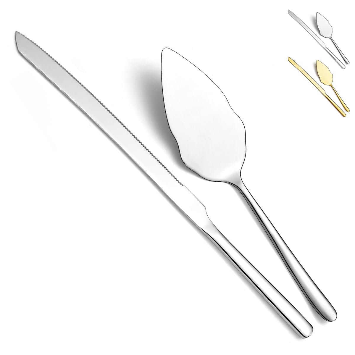 Stainless Steel Wedding Cake Knife and Server Set - Elegant Cake Cutting Utensils for Weddings, Parties & Special Events - Dishwasher Safe Shiny Silver - Perfect for Wedding Cakes, Anniversary Celebrations & Family Gatherings