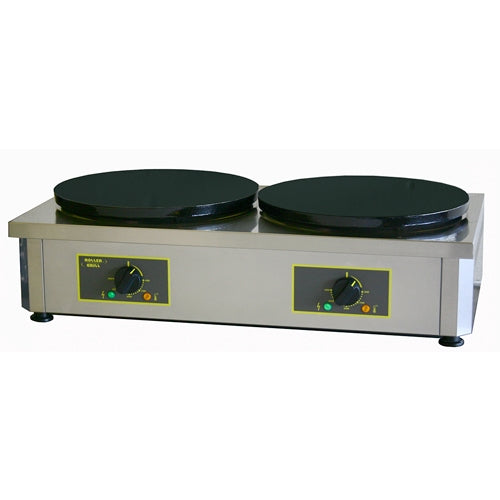 Equipex 15 Round Double Layer Electric Crepe Maker Machine 208V/240V for Home & Commercial Use - Perfect for Breakfast, Desserts, and Catering Events