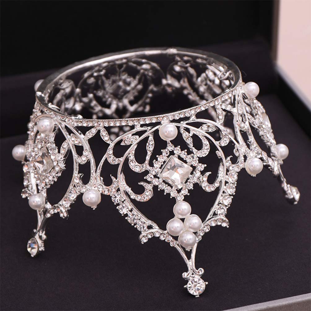 Luxury Minkissy Crystal Bridal Tiara Headband for Women - Baroque Rhinestone Wedding Crown, Queen Headpiece, White Round Bridal Accessories | Perfect for Weddings, Prom, Pageants, and Special Occasions