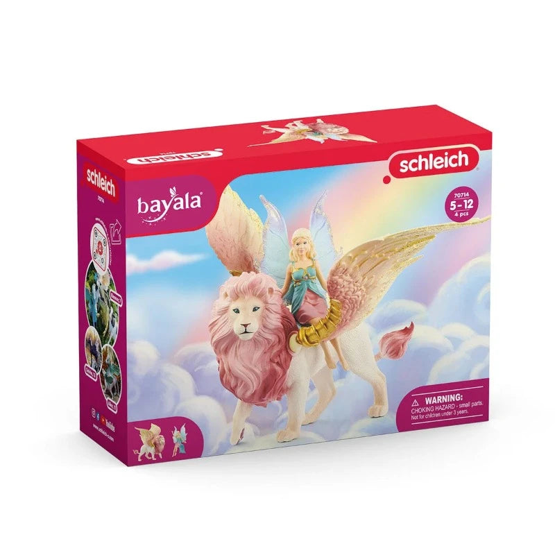 Fairy Riding Winged Lion Statue - Mythical Fantasy Decor for Home, Office & Gift Giving
