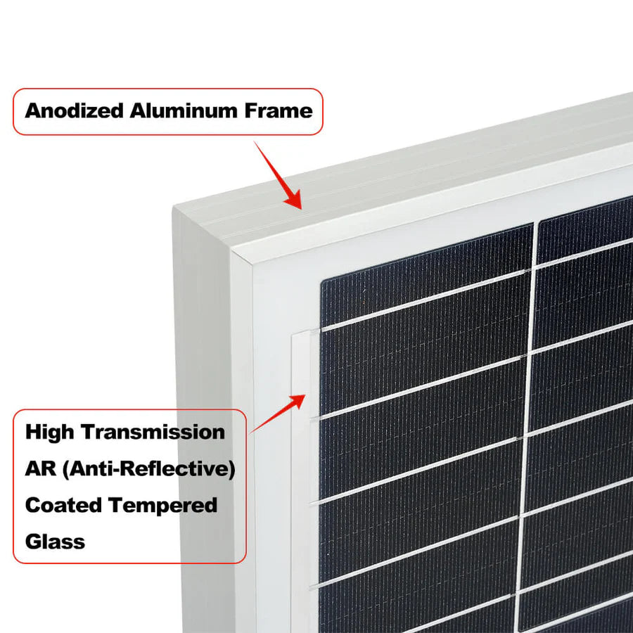 Rich Solar MEGA 200 MAX 200W 24V Monocrystalline Solar Panel - High Efficiency Portable Solar Charger for RV, Boat, Off-Grid & Emergency Power Supply