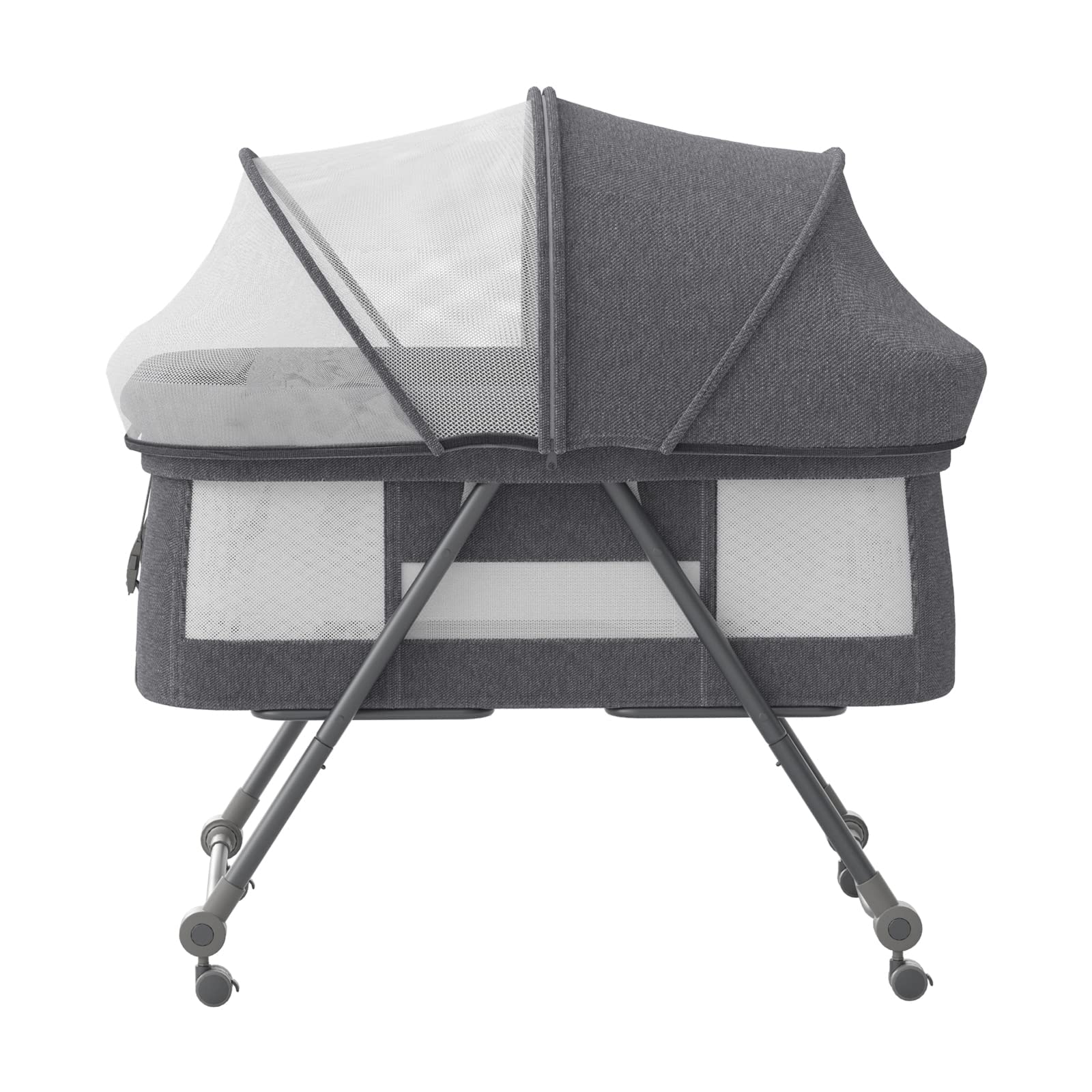 UBRAVOO Portable Travel Baby Crib with Mattress - Foldable Lightweight Cot with Silent Wheels, Carry Bag & Mosquito Net - Convertible Rocking Bedside Bassinet for Newborns & Toddlers (XYT-001) - Perfect for Travel, Nursery, Co-Sleeping & Outdoor Adventures