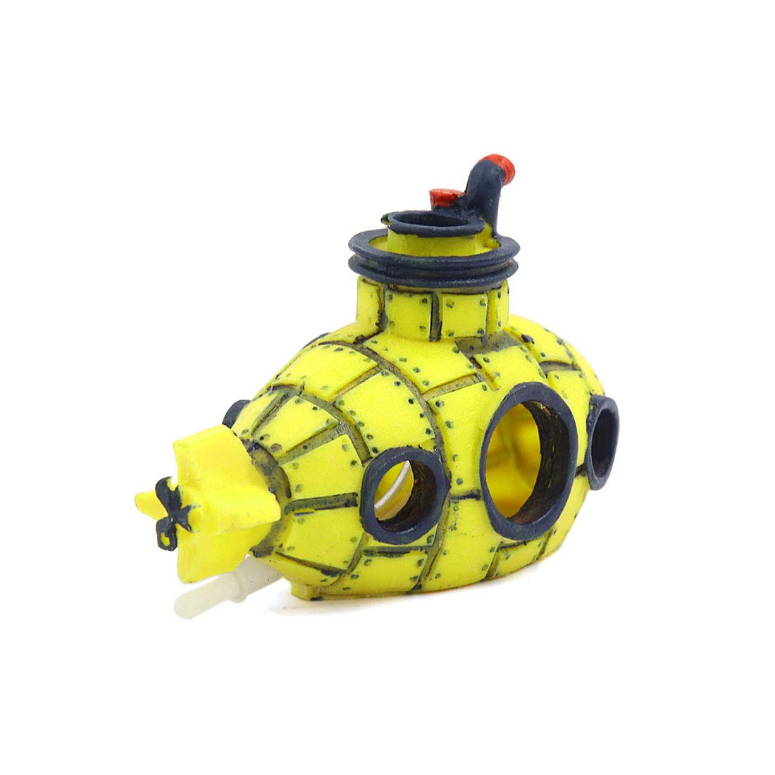 uxcell Yellow Spaceship Aquarium Bubble Maker - Fish Tank Decoration Ornament 13x6x8cm for Freshwater & Saltwater Tanks - Fun Bubble Stream for Aquatic Pets Play