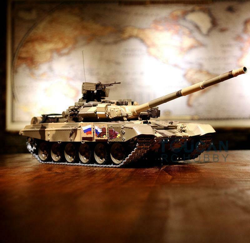 2.4Ghz Henglong 1/16 Scale 7.0 Upgraded Russian T90 RTR RC Tank Model 3938 with Metal Tracks, Idlers & Sprockets - Ready-to-Run Remote Control Battle Tank for Outdoor Play & Military Collection