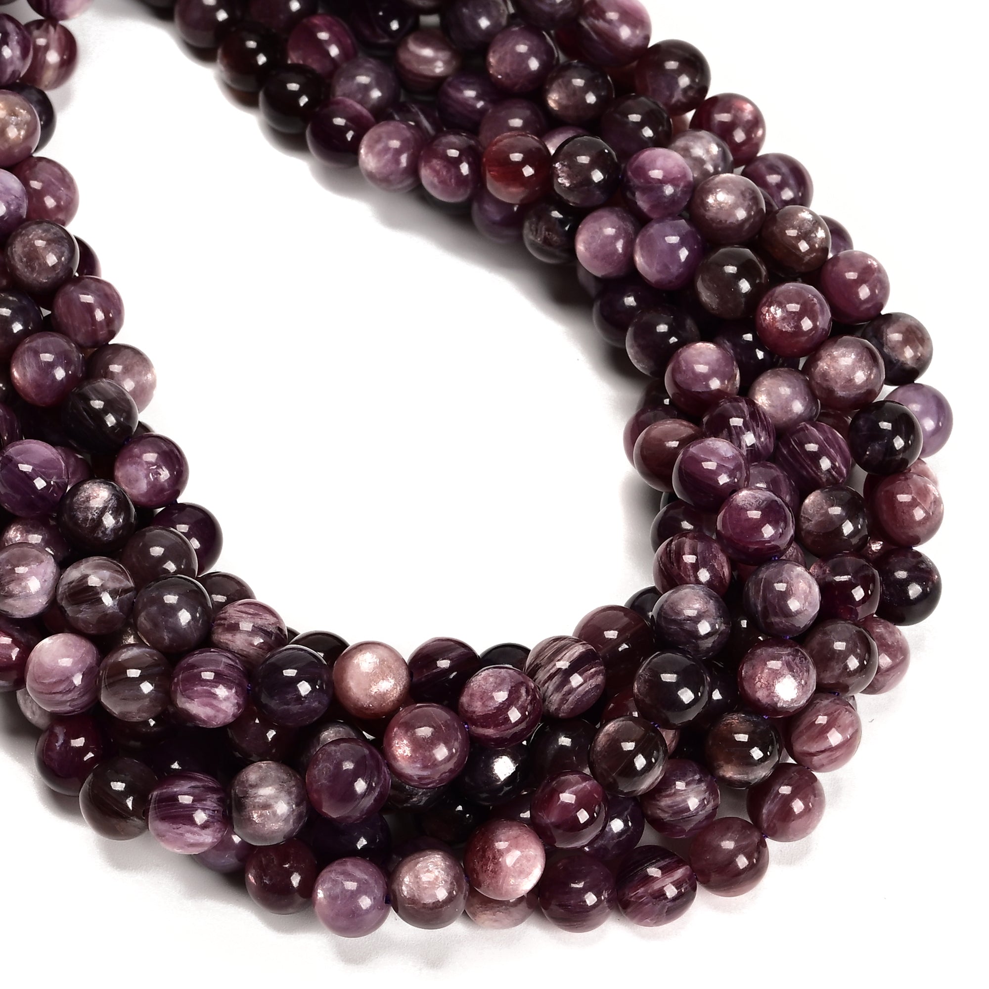 Natural Purple Lepidolite Mica Beads 6mm-13mm Smooth Round Gemstone for Jewelry Making - 15.5 Inch Strand - Healing Crystal Bracelet & Necklace DIY Supplies