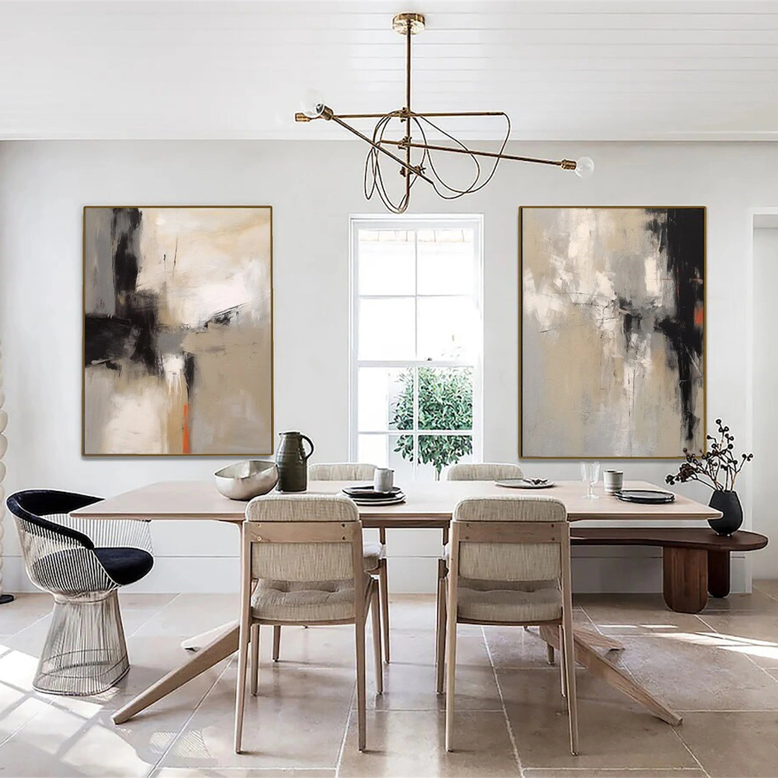 Abstract Painting Set of 2 - Modern Wall Art for Living Room & Bedroom Decor - #AB 094