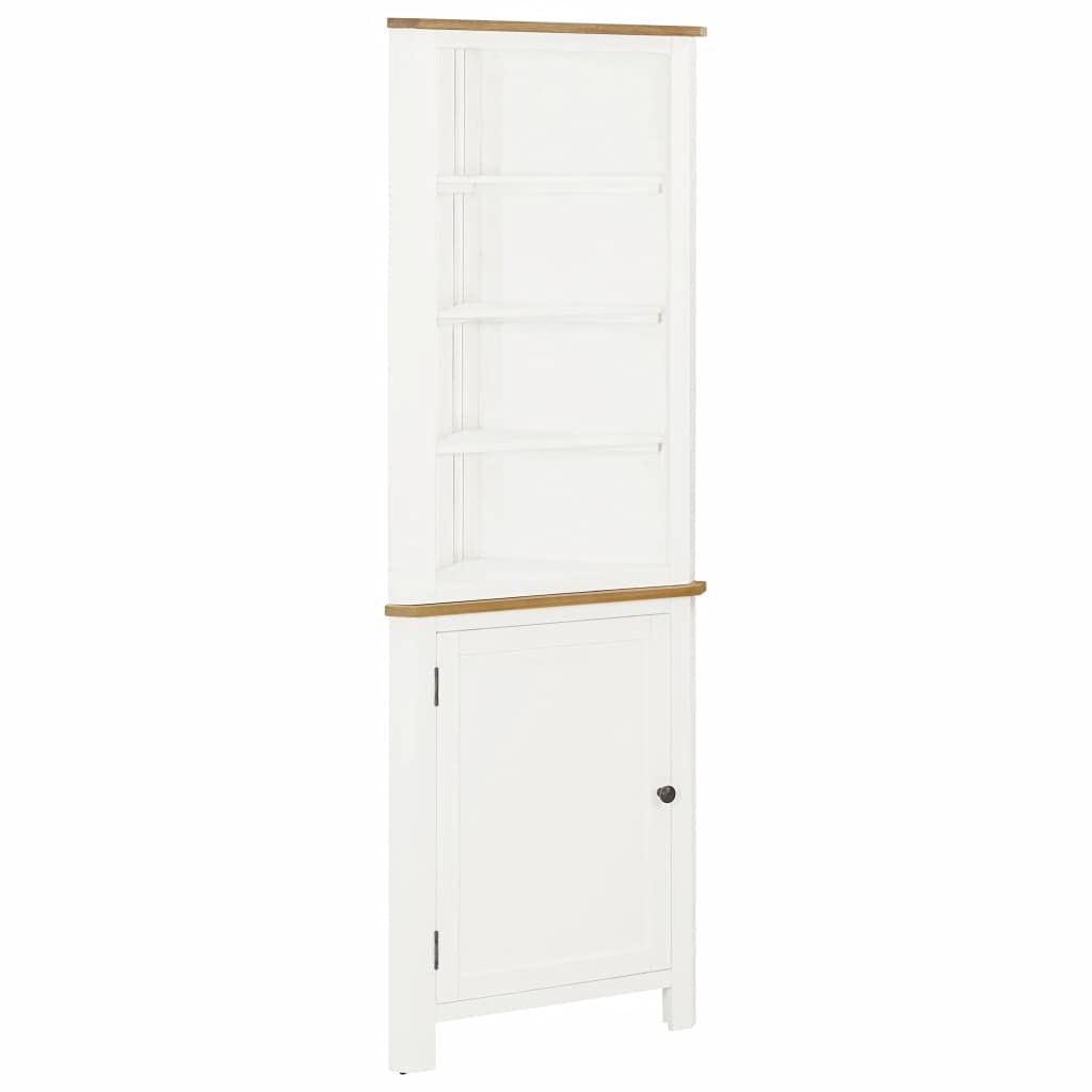 4-Tier Wooden Corner Cabinet with Bottom Storage - White & Brown Display Shelf for Plants, Books & Decor | Perfect for Home, Office & Kitchen Organization