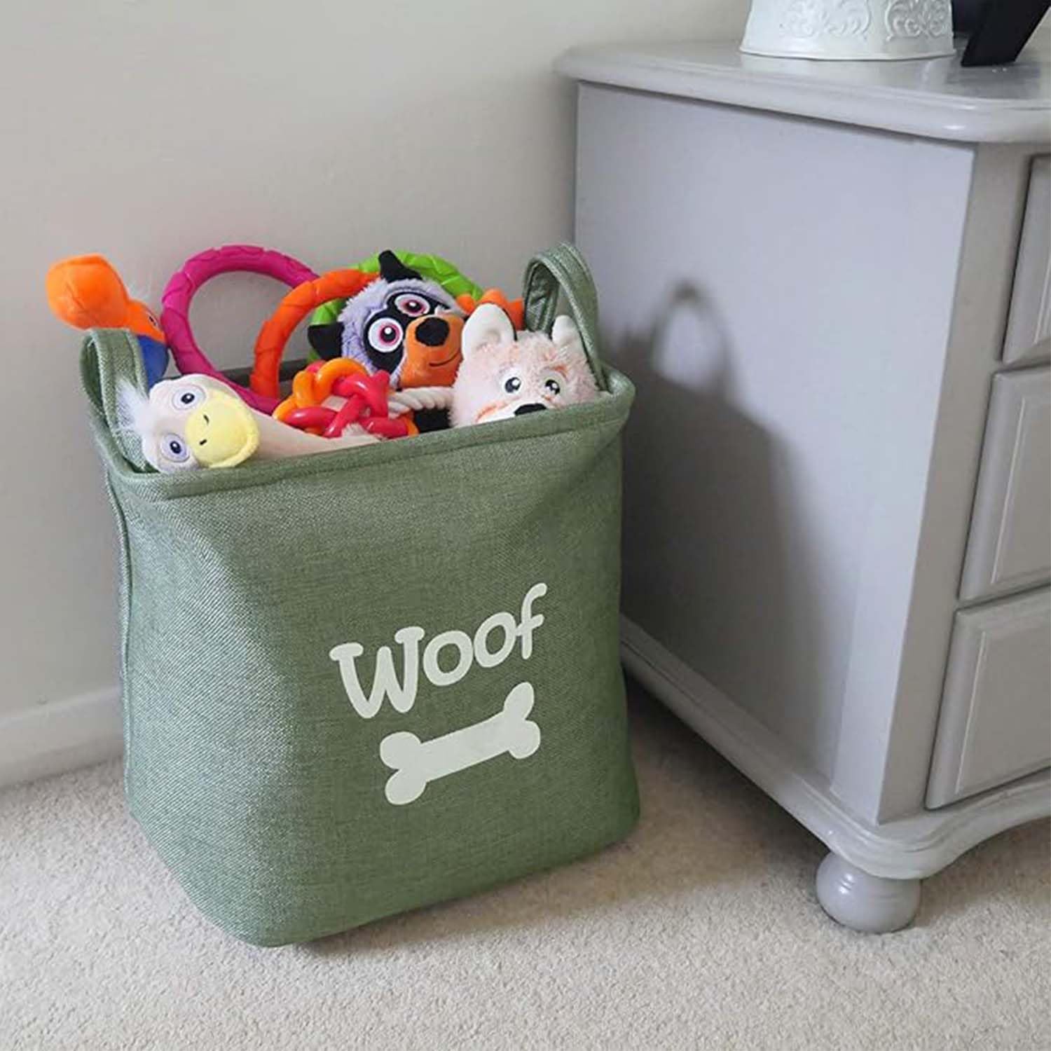 Rosewood Forest Canvas PET Toy Basket - Eco-Friendly Pet Storage Organizer for Dogs & Cats - Perfect for Bedroom, Living Room, or Nursery Decor