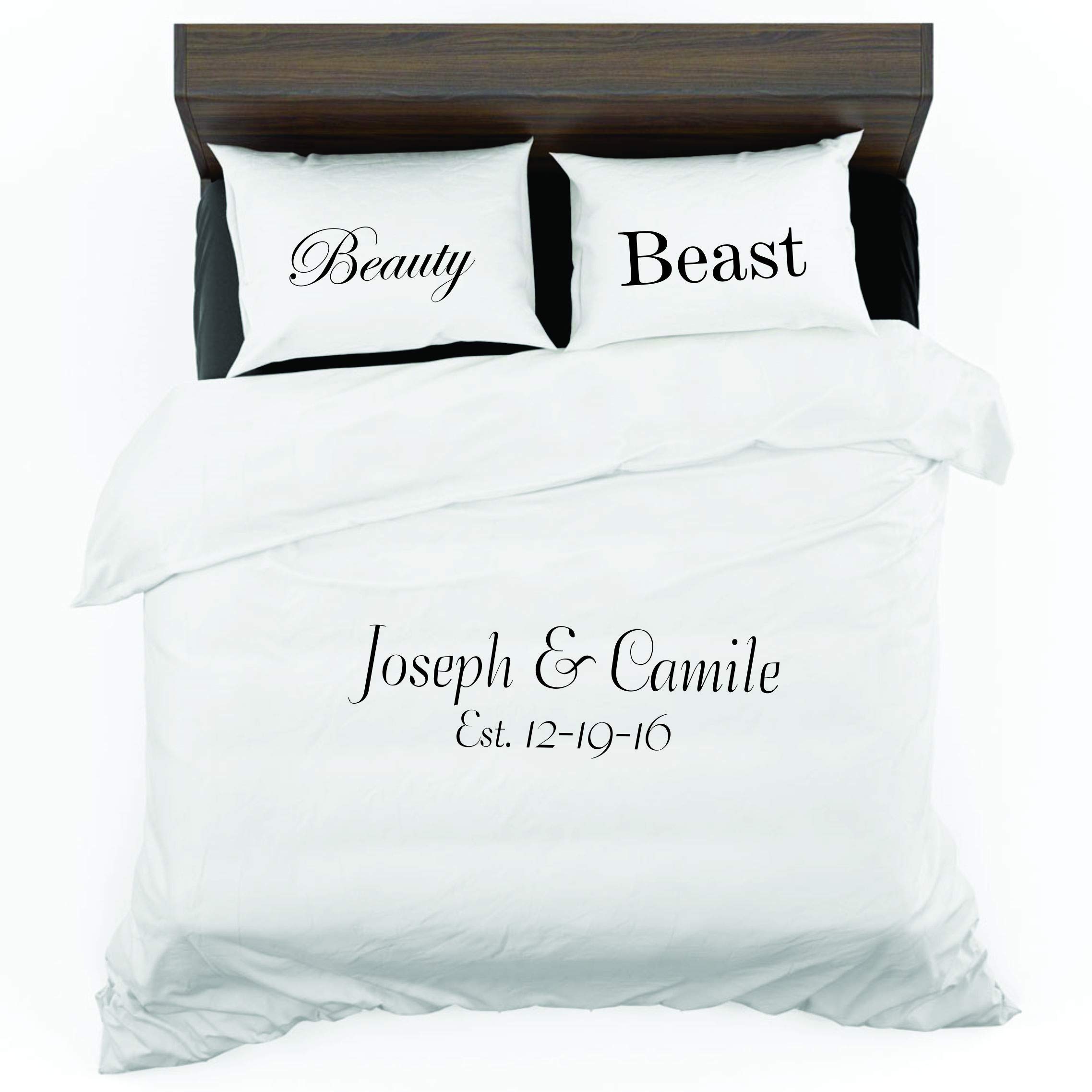 Custom Duvet Cover Set - Personalized Bedding with Monogram - King/Queen Size Luxury Cotton Duvet Cover - Perfect Anniversary Gift, Wedding Gift for Couples - Ideal for Master Bedroom, Guest Room & Honeymoon Suite Decor
