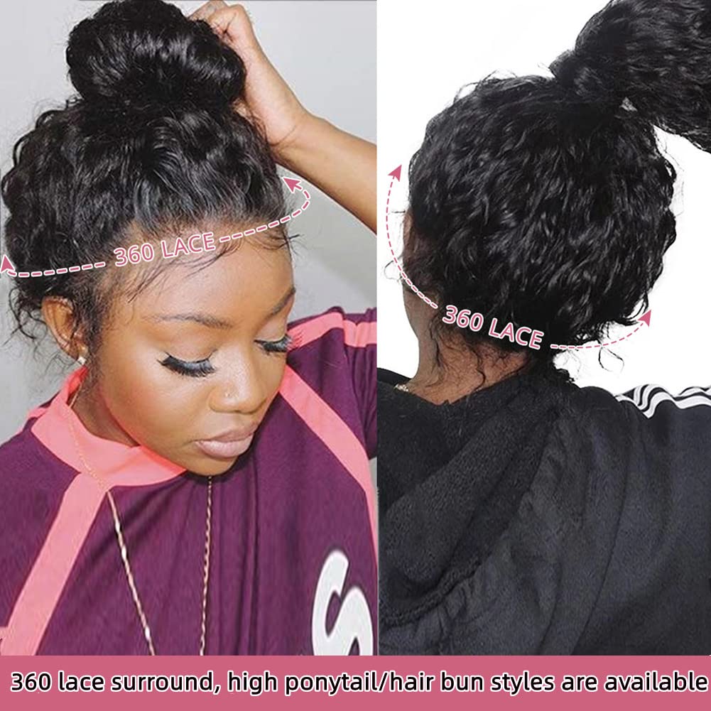 360° Full Lace Front Human Hair Wigs for Black Women - 22 Inch Water Wave Pre-Plucked Lace Wig with Natural Hairline | Perfect for Daily Wear, Cosplay & Special Occasions