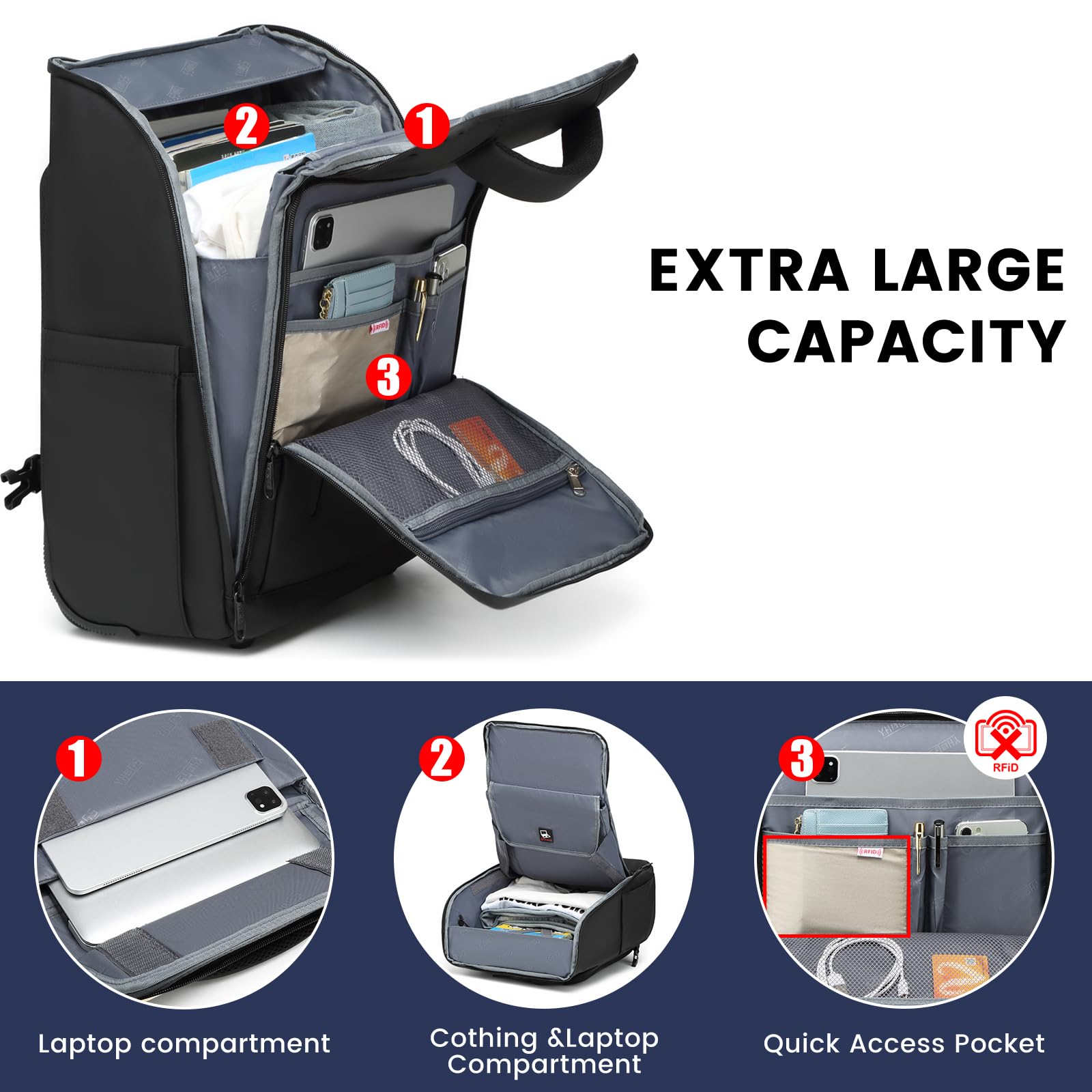 **Waterproof Rolling Backpack with Wheels for Business & College - 15.6/17 Inch Laptop Compartment, Durable Carry-On Wheeled Backpack for Commuters & Adults - Perfect for Travel, Work & School**
