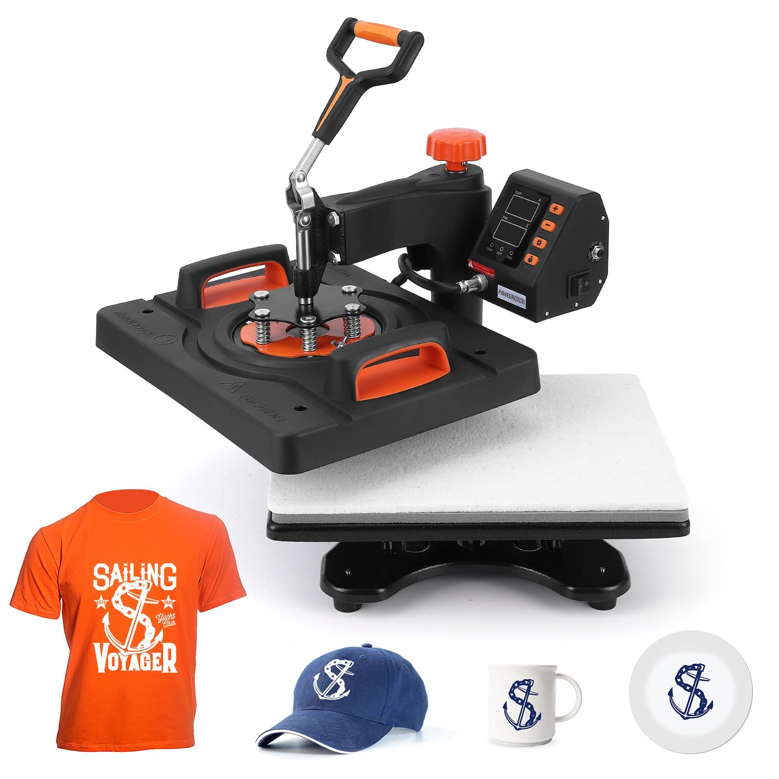 12x15 Inch 6-in-1 Heat Press Machine 800W Sublimation Printer with 360° Rotation & Swing-Away Design - Dual-Tube Heating System for DIY T-Shirts, Hats, Mugs - Perfect for Home Business & Craft Projects