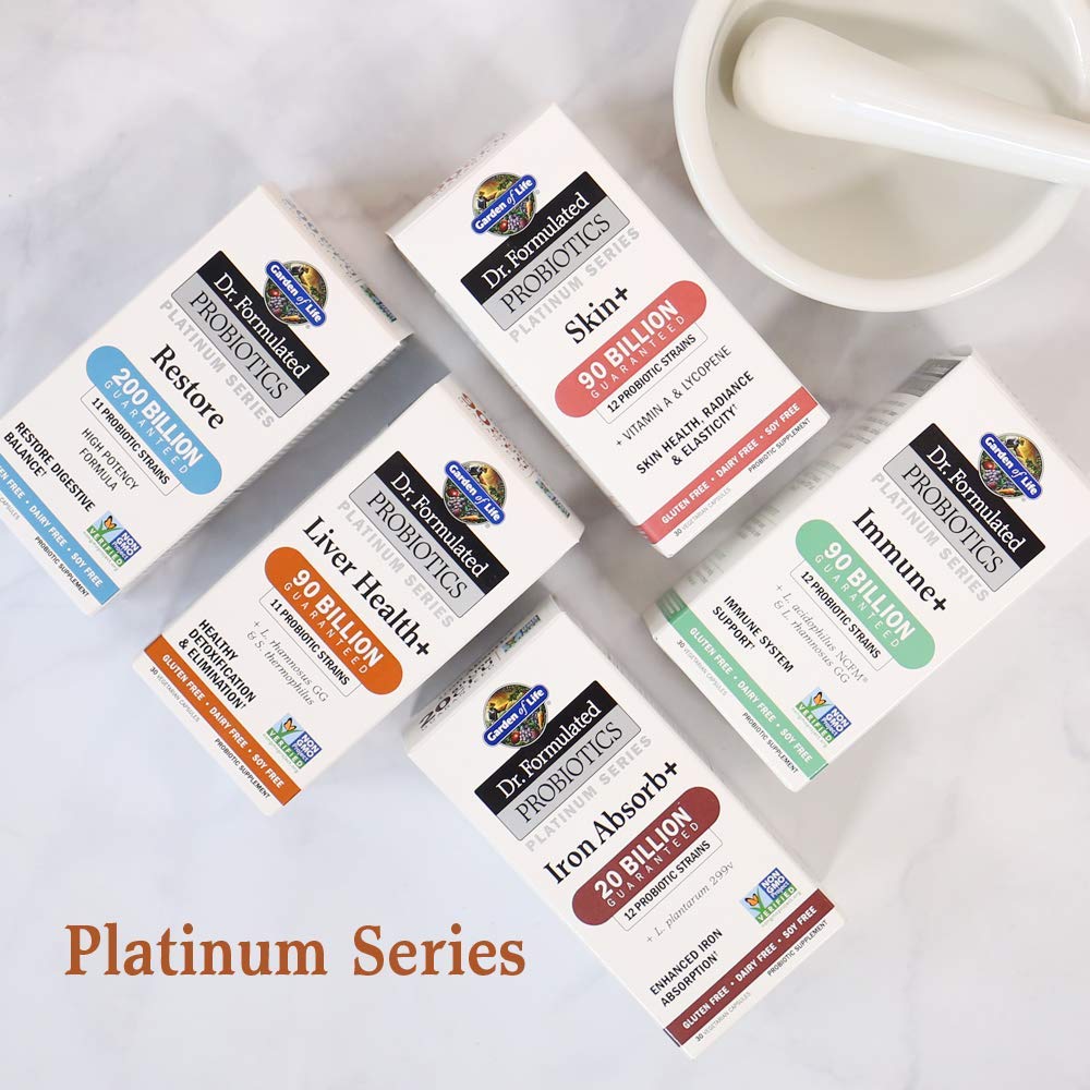 Garden of Life Dr. Formulated Probiotics Platinum Series for Liver Health - 90 Billion CFU Guaranteed | Daily Probiotic Supplement for Detox & Digestion Support | Vegan, Gluten-Free, 30 Capsules | Ideal for Daily Wellness & Gut Health Maintenance