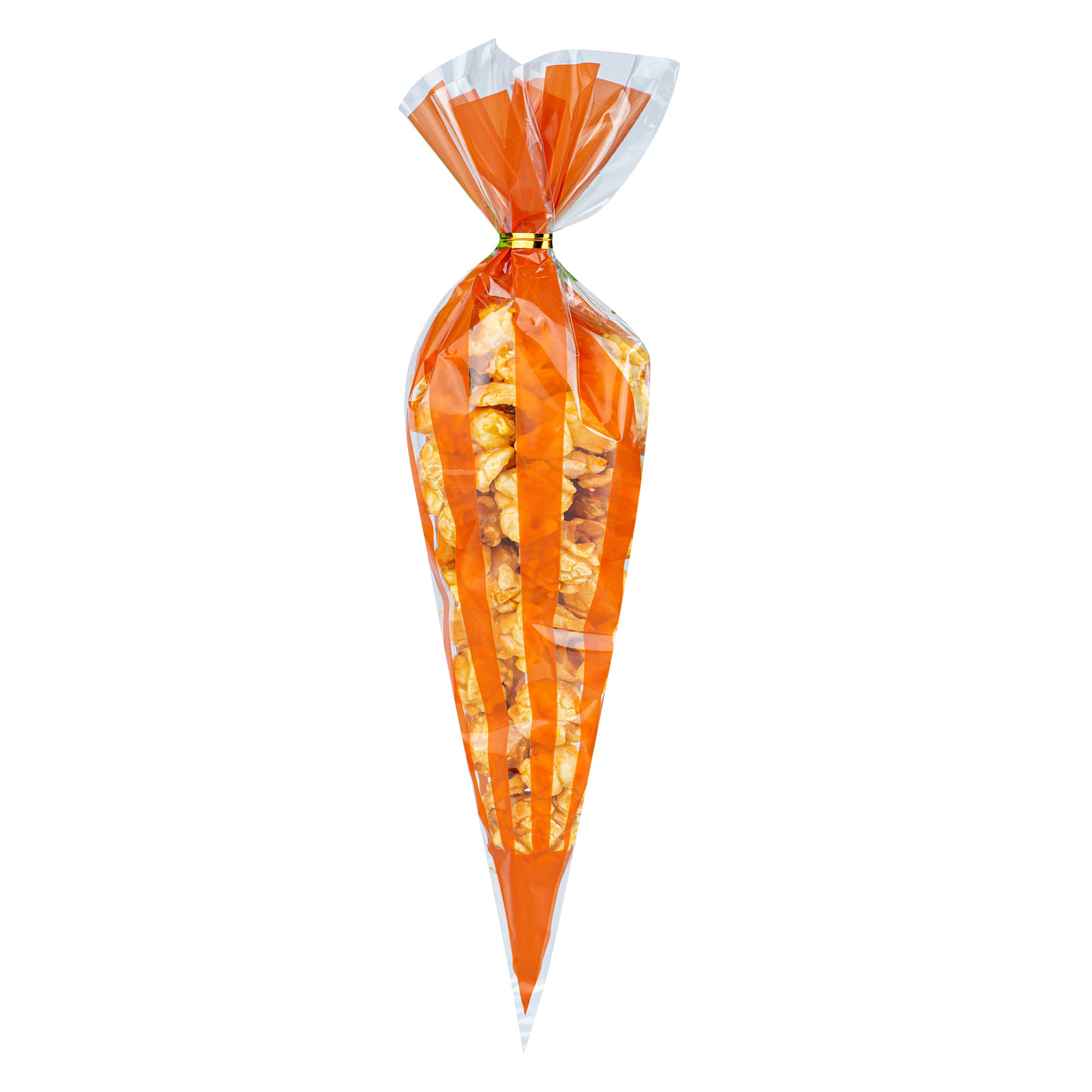 Plastic Cone Bags with Orange Stripes - 6x11 Inches, 8000 Count Box | Perfect for Party Favors, Candy, Snacks & Bulk Packaging