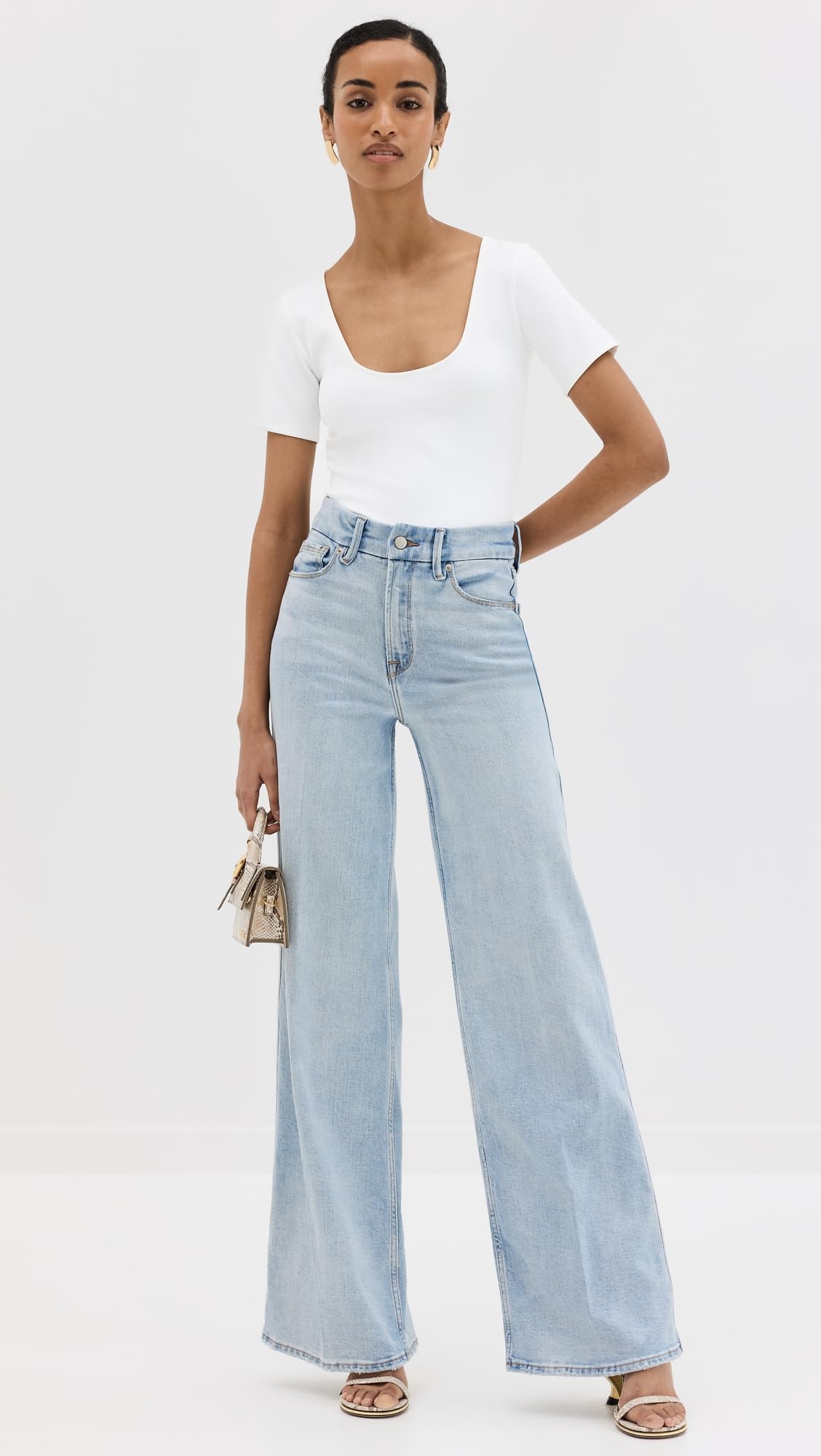 Good American Women's Good Skate Jeans - High Waist Stretch Denim for Comfort & Style | Perfect for Skateboarding, Casual Wear & Everyday Fashion