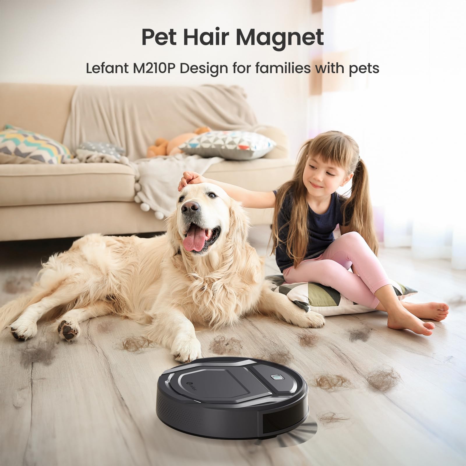 Lefant M210Pro Robot Vacuum Cleaner with Strong Suction, 120 Min Runtime, Wi-Fi & Alexa Compatible, Self-Charging - Ideal for Pet Hair, Hard Floors & Home Cleaning - Perfect for Daily Maintenance & Busy Households
