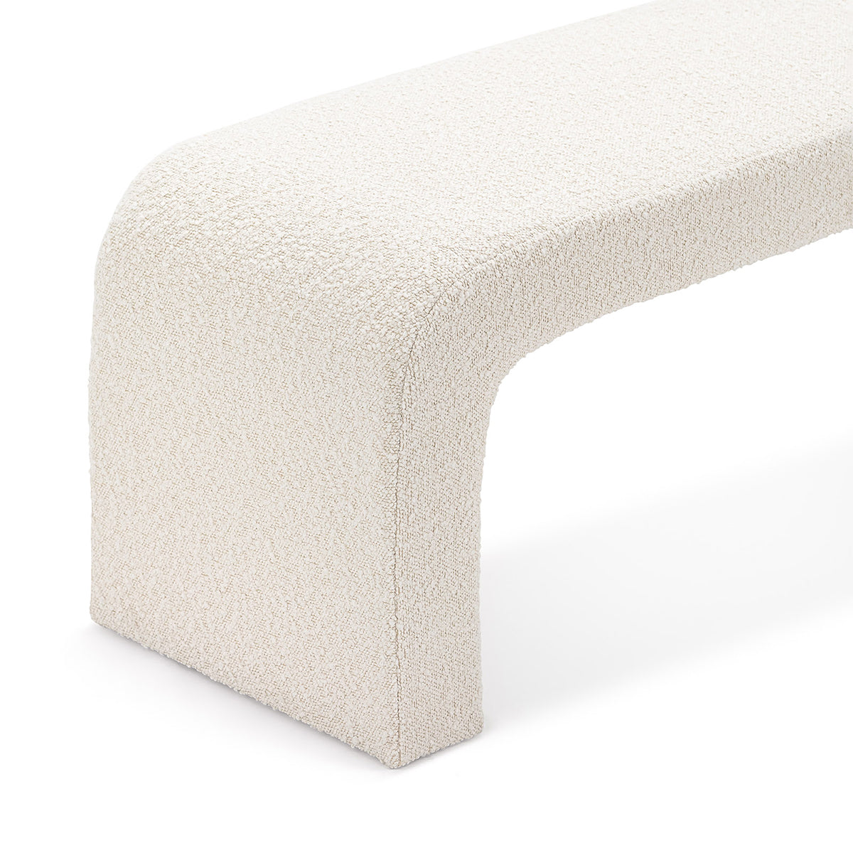 Camille Boucle Arch Bench - Modern Upholstered Accent Bench with Curved Design for Living Room, Bedroom, or Entryway