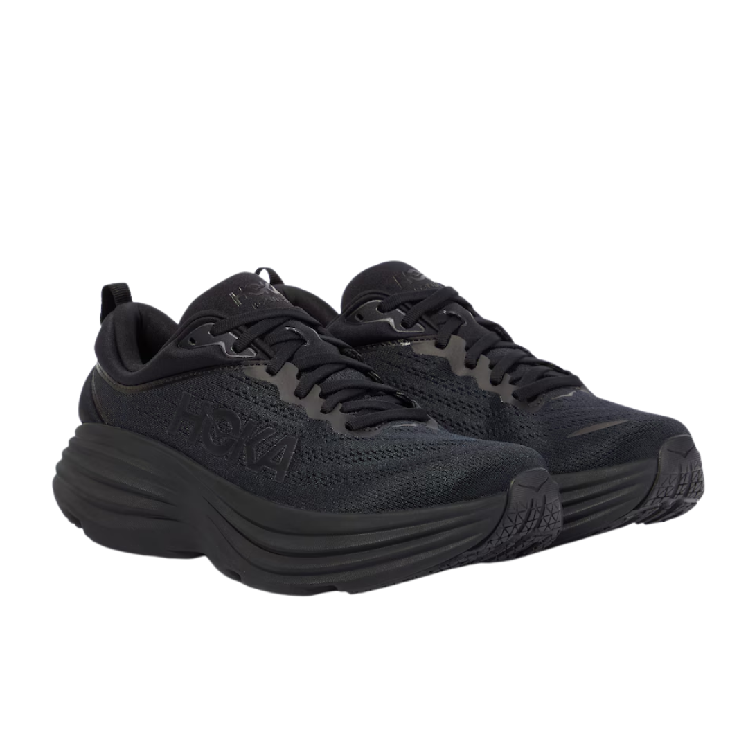 HOKA Men's Bondi 8 Running Shoes - Black/Black (D Width) - Cushioned Road Running & Walking Shoes for Comfort & Support
