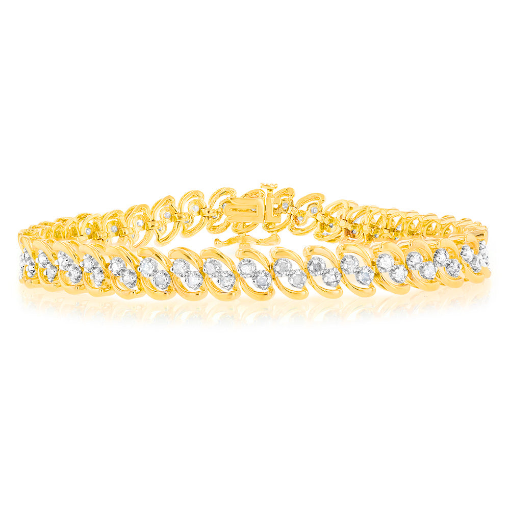 2 Carat Diamond Bracelet in 18K Gold Plated Sterling Silver - Elegant Jewelry Gift for Women, Anniversary, Wedding & Special Occasions