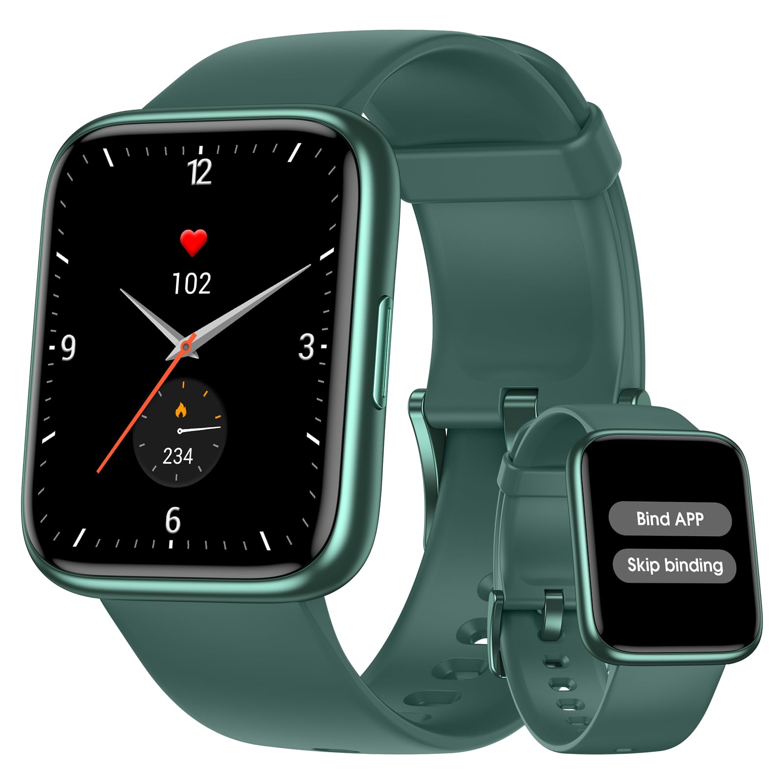 Smart Fitness Watch with Heart Rate, SpO2 & Sleep Monitor - 44mm Waterproof Activity Tracker for Women & Men, Step Counter, iOS Android Compatible Smartwatch for Swimming, Running & Daily Health Tracking