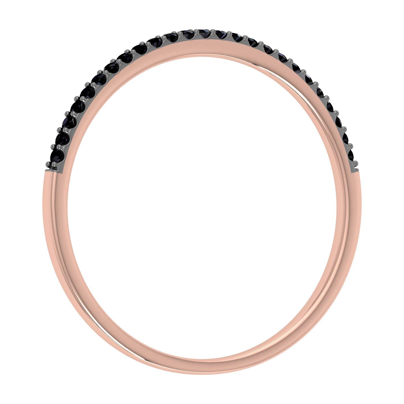 0.08 Carat (ctw) 10K Gold Round Black Diamond Women's Dainty Stackable Ring for Anniversary, Wedding & Everyday Wear - Elegant Jewelry Gift for Her
