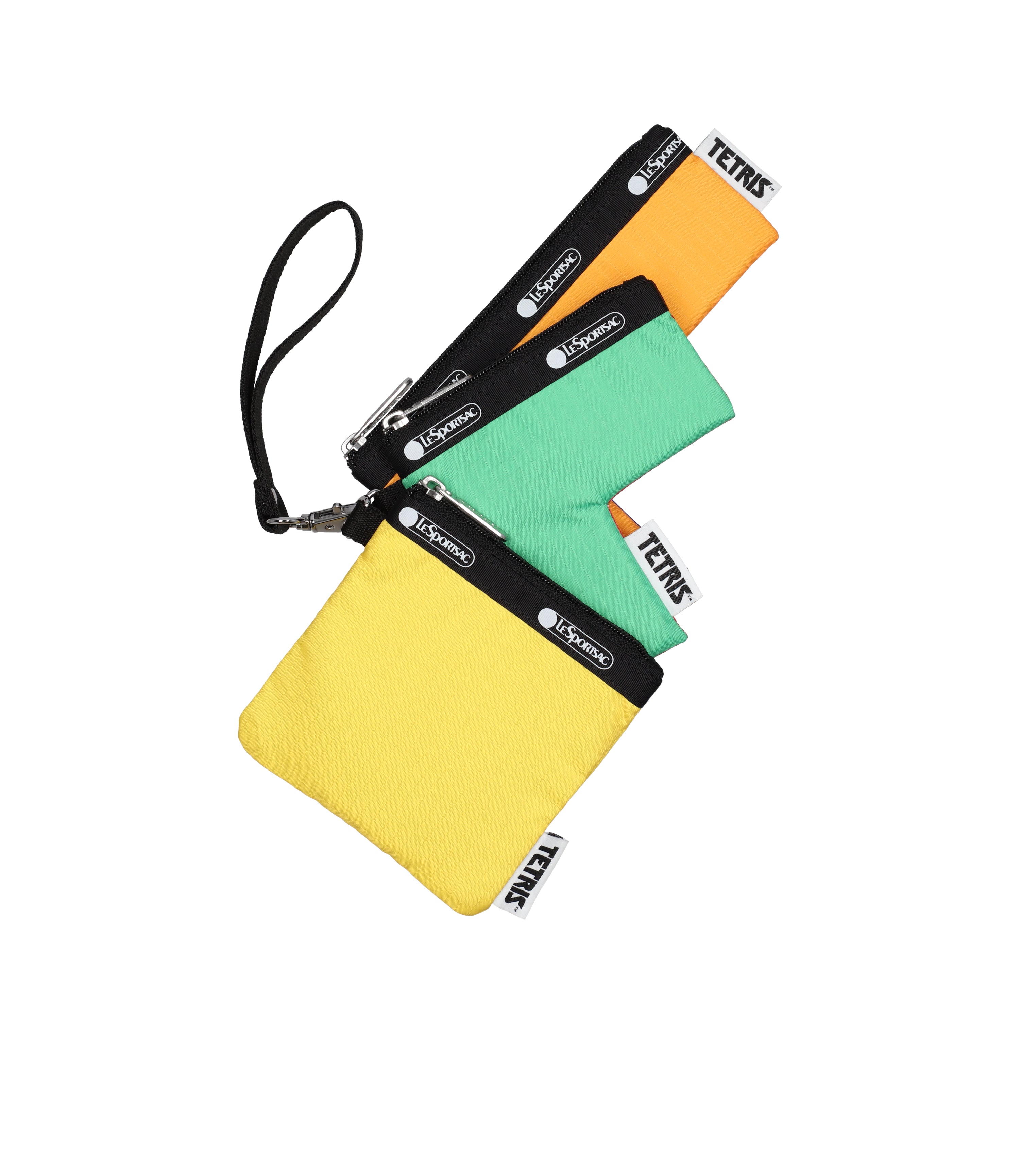 Tetris™ Zip Pouch Set - 3-Piece Waterproof Travel Organizer for Cosmetics, Stationery & Small Accessories | Perfect for Gamers, Office & School Supplies Organization