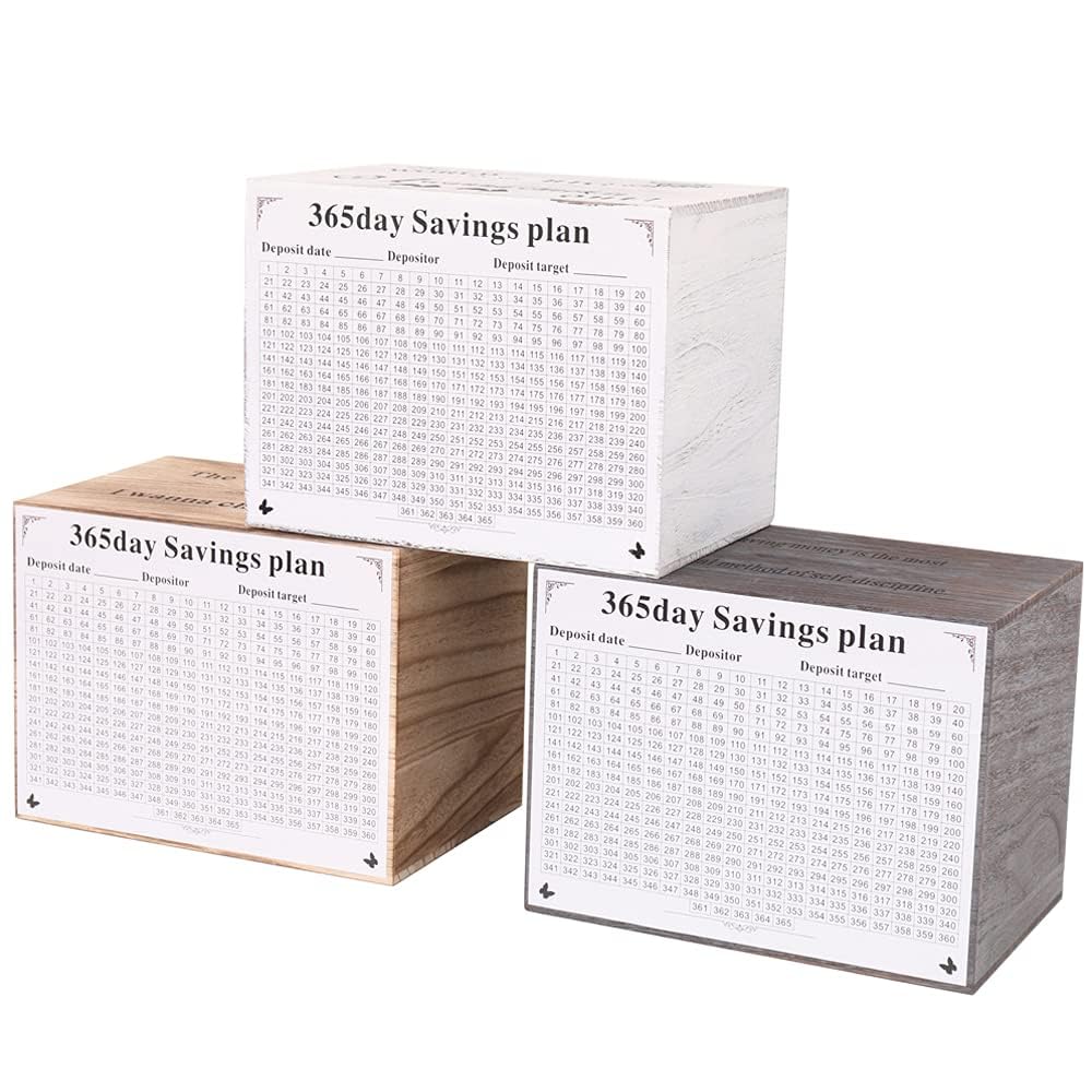 Large Wooden Piggy Bank for Adults - 365 Day Money Saving Challenge, Cash Vault Savings Box for Coins & Bills (Must Break to Open) - Perfect for Financial Goals, Gift Giving & Home Decor