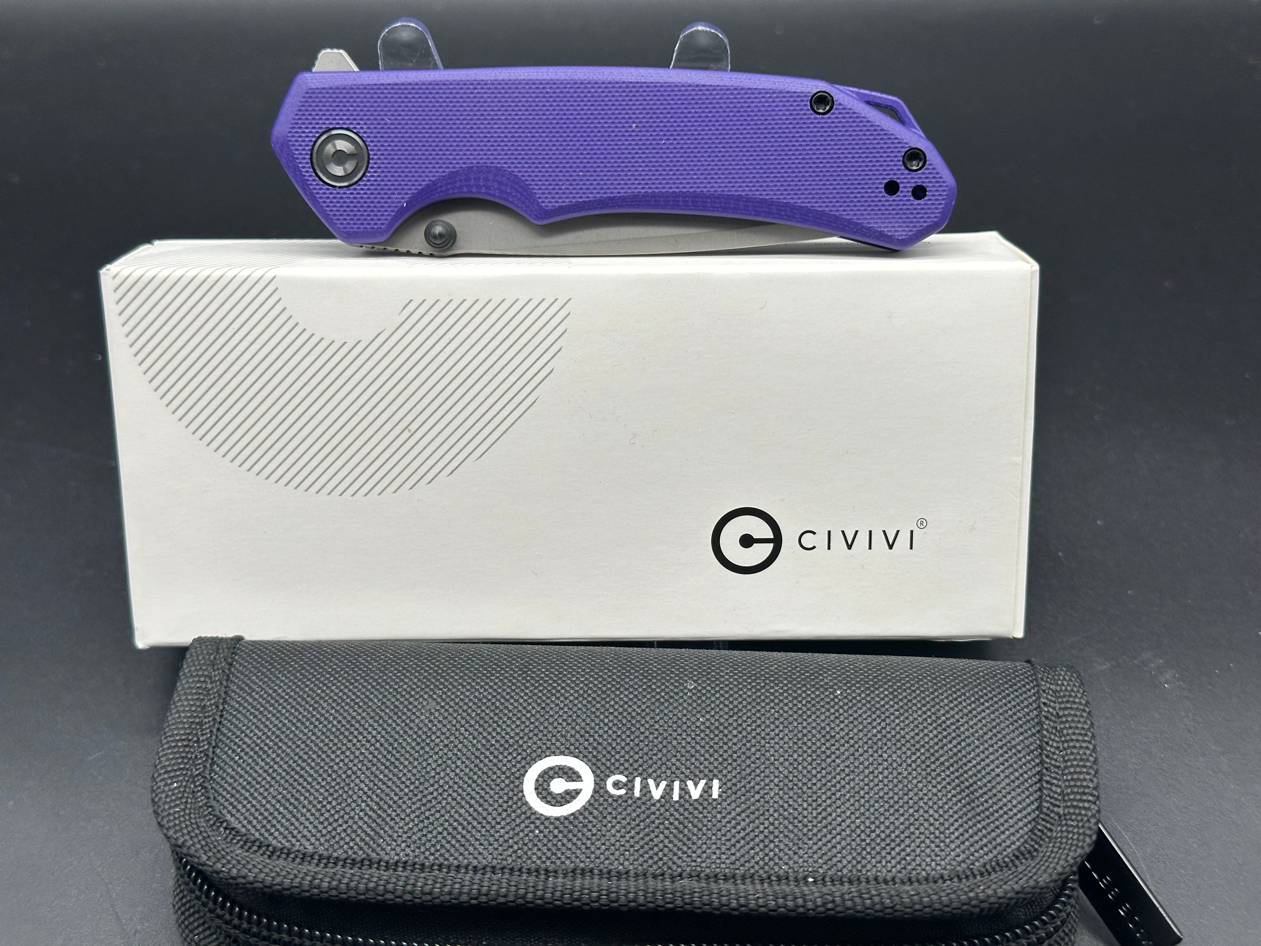 CIVIVI Brazen Tanto Folding Knife - Purple G10 Handle, 3.5