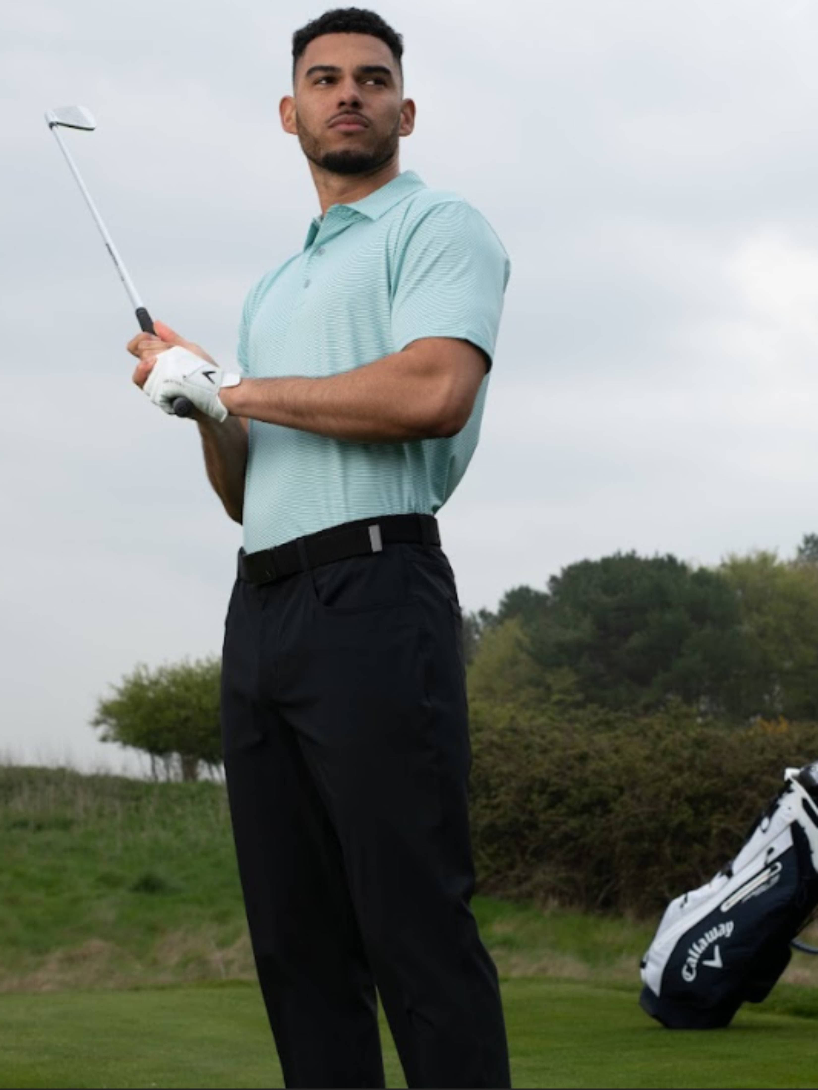 Premium Men's Soft Touch Fineline Golf Polo Shirt - Breathable & Moisture-Wicking for Comfort on the Course & Casual Wear