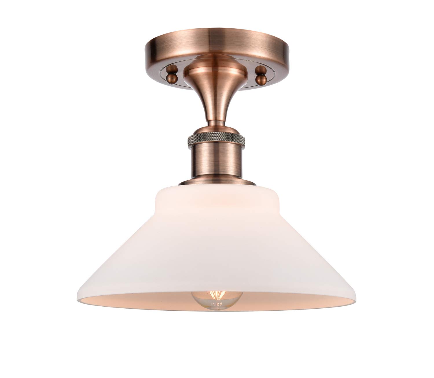 Innovations 516-1C-AC-G131-LED Orwell 1 Light Semi-Flush Mount Ceiling Light - Antique Copper Finish, Ballston Collection - Perfect for Bedroom, Living Room, or Entryway Lighting