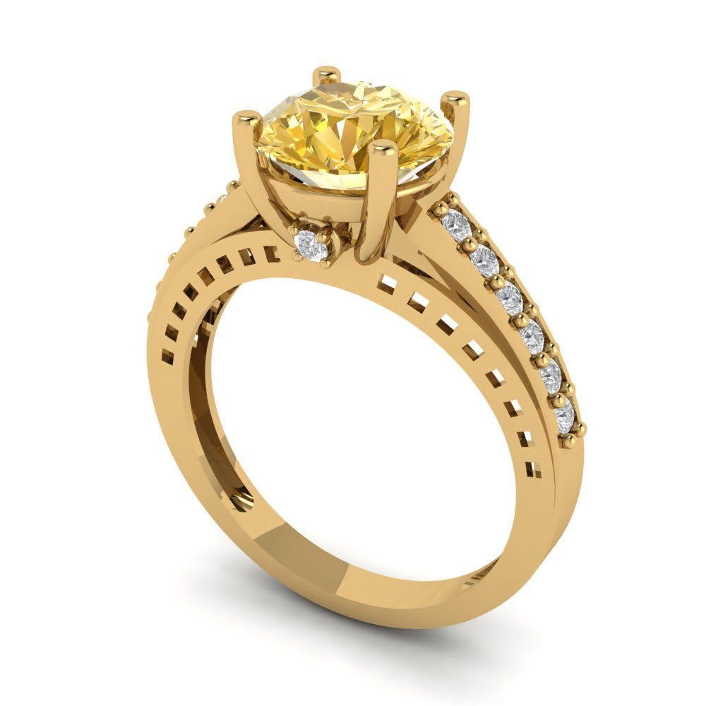 18K Gold Yellow Simulated Diamond Ring for Engagement & Wedding